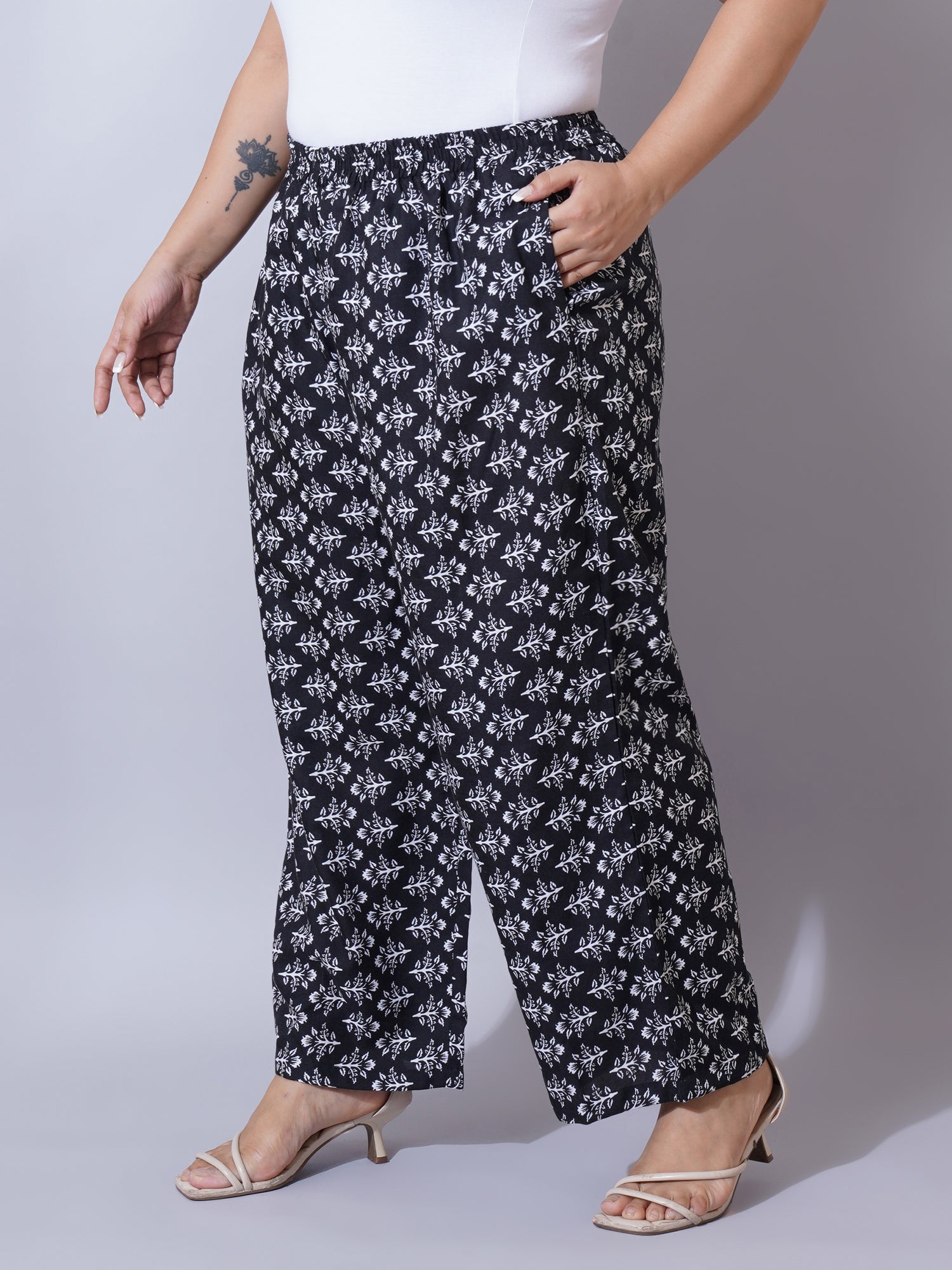 Women Plus Size Floral Printed Palazzo