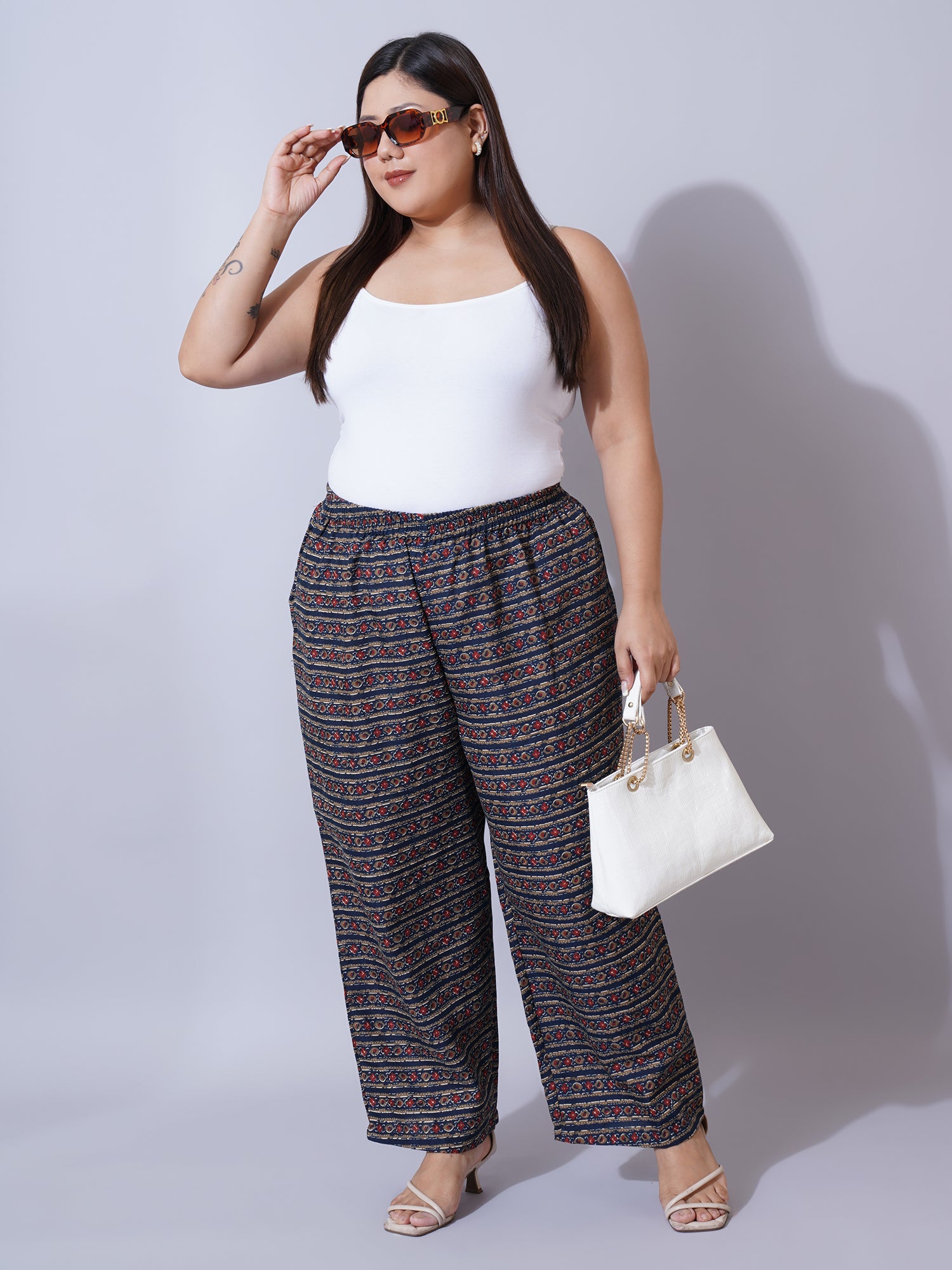 Women Plus Size Floral Printed Palazzos