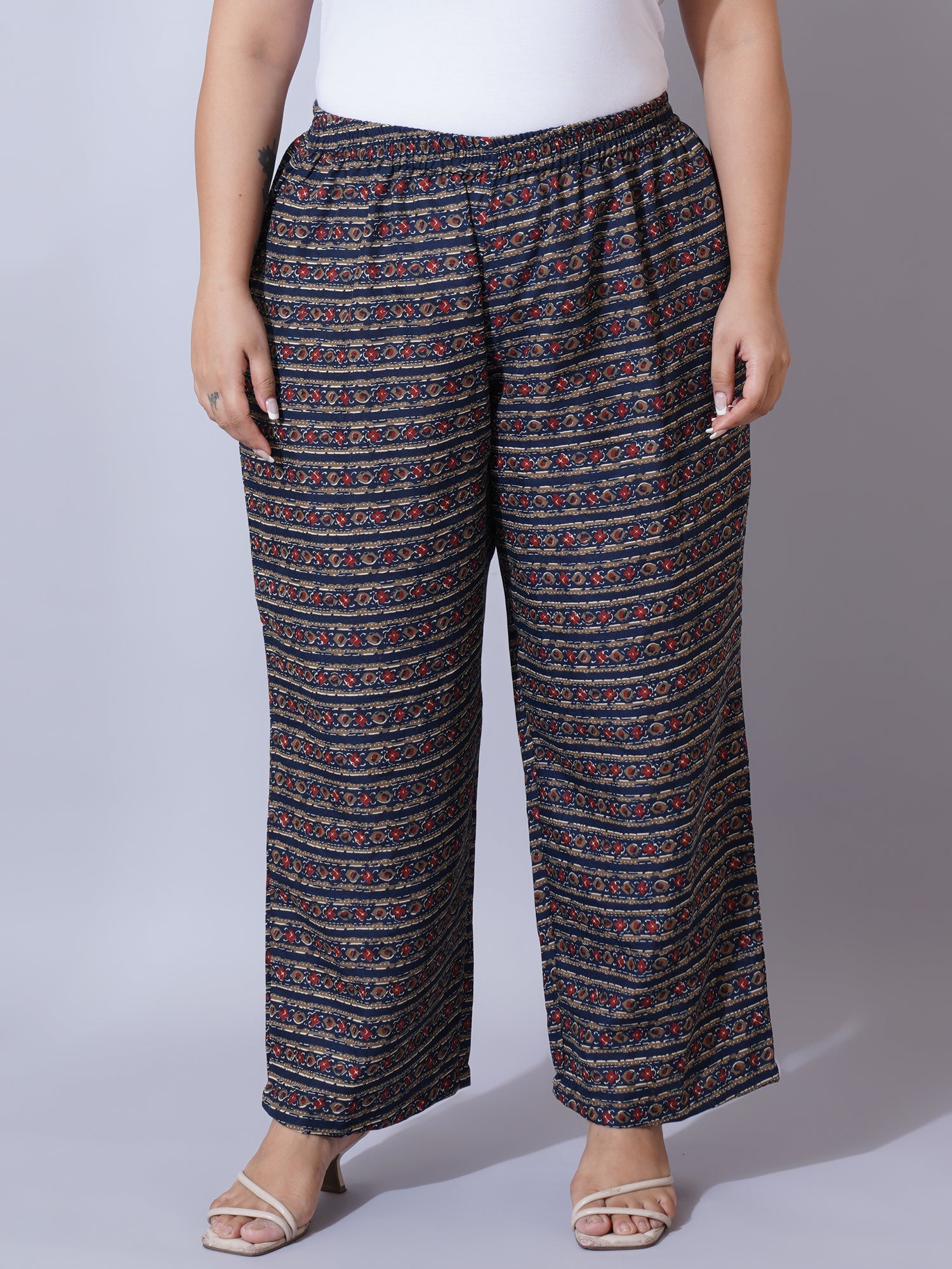 Women Plus Size Floral Printed Palazzos