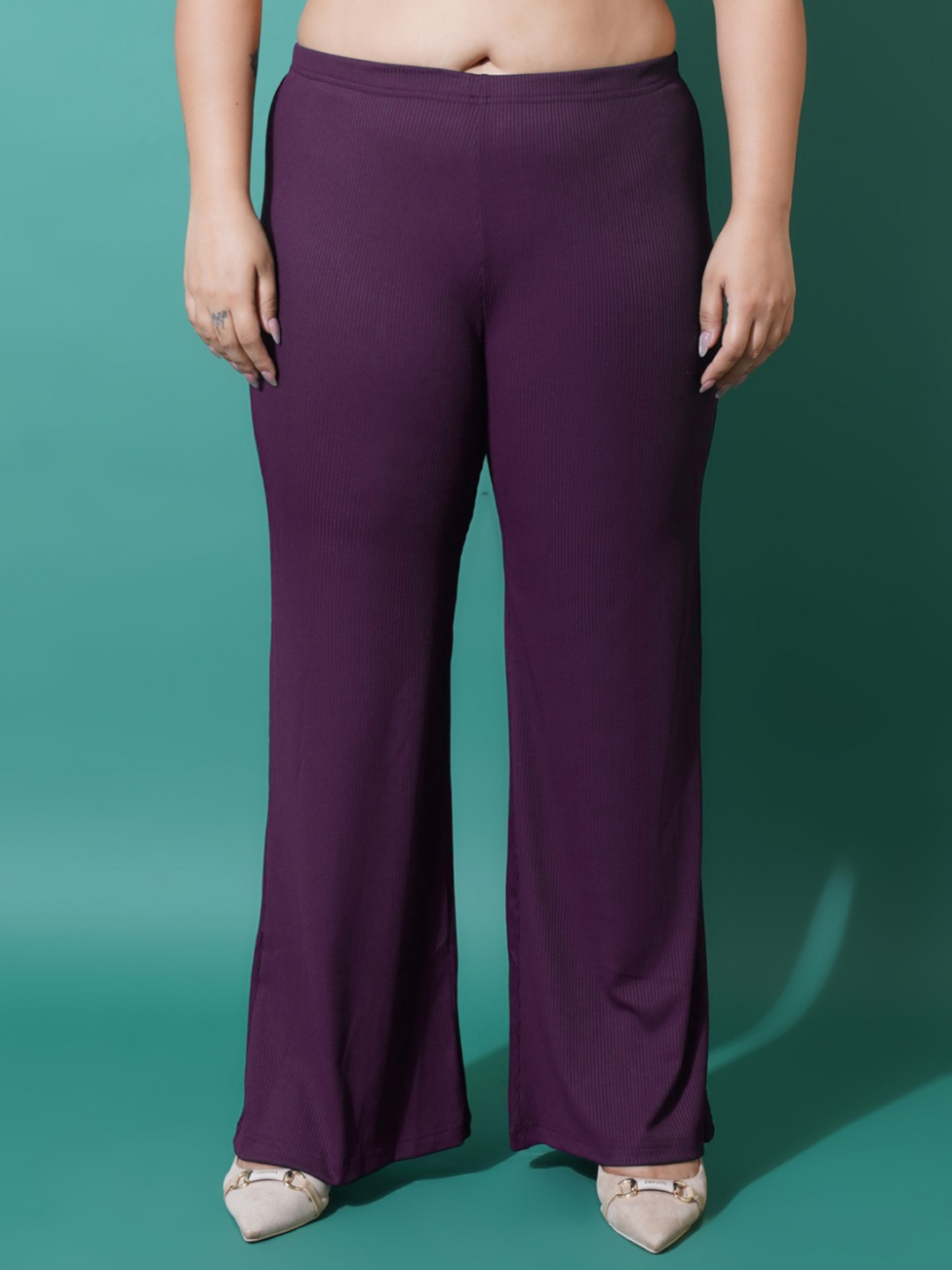 Women Plus Size Original Flared Fit Wide Leg Trouser