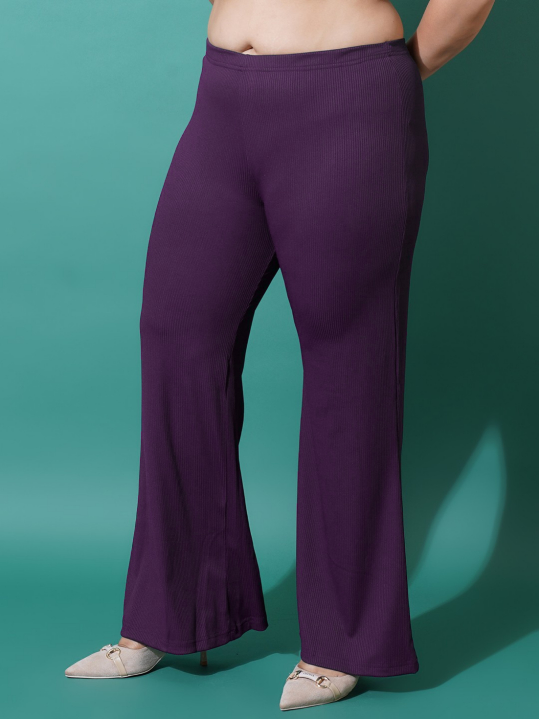 Women Plus Size Original Flared Fit Wide Leg Trouser