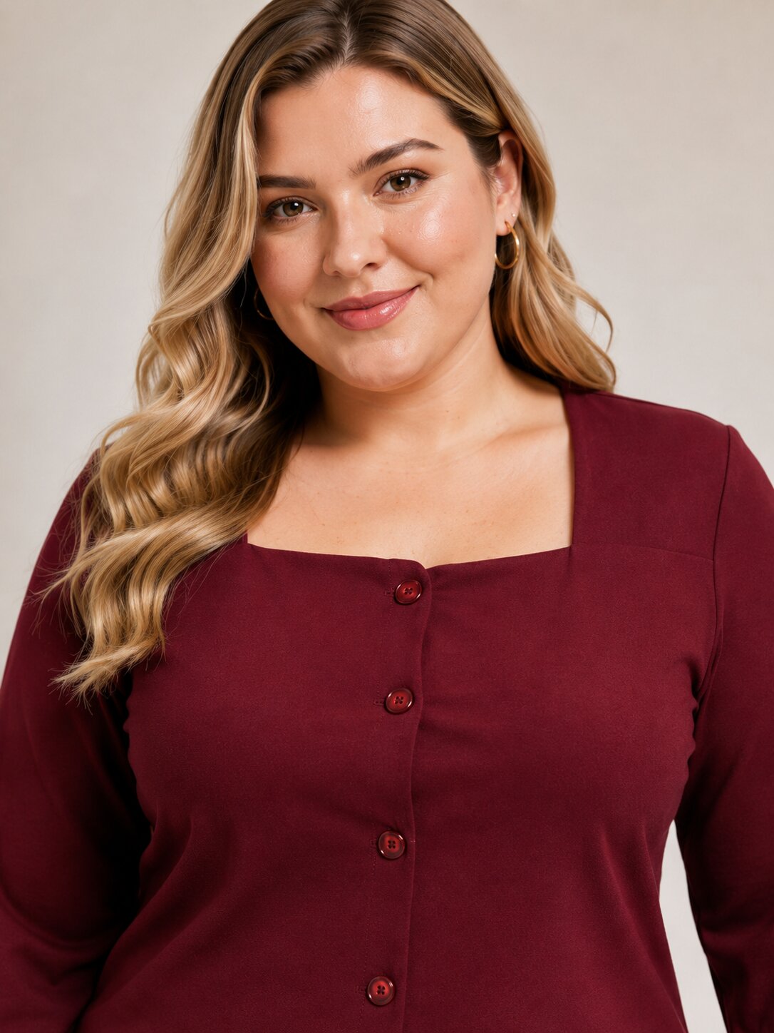 U&F Beyond Plus Size Maroon Pleated Elegance Co-ord Set
