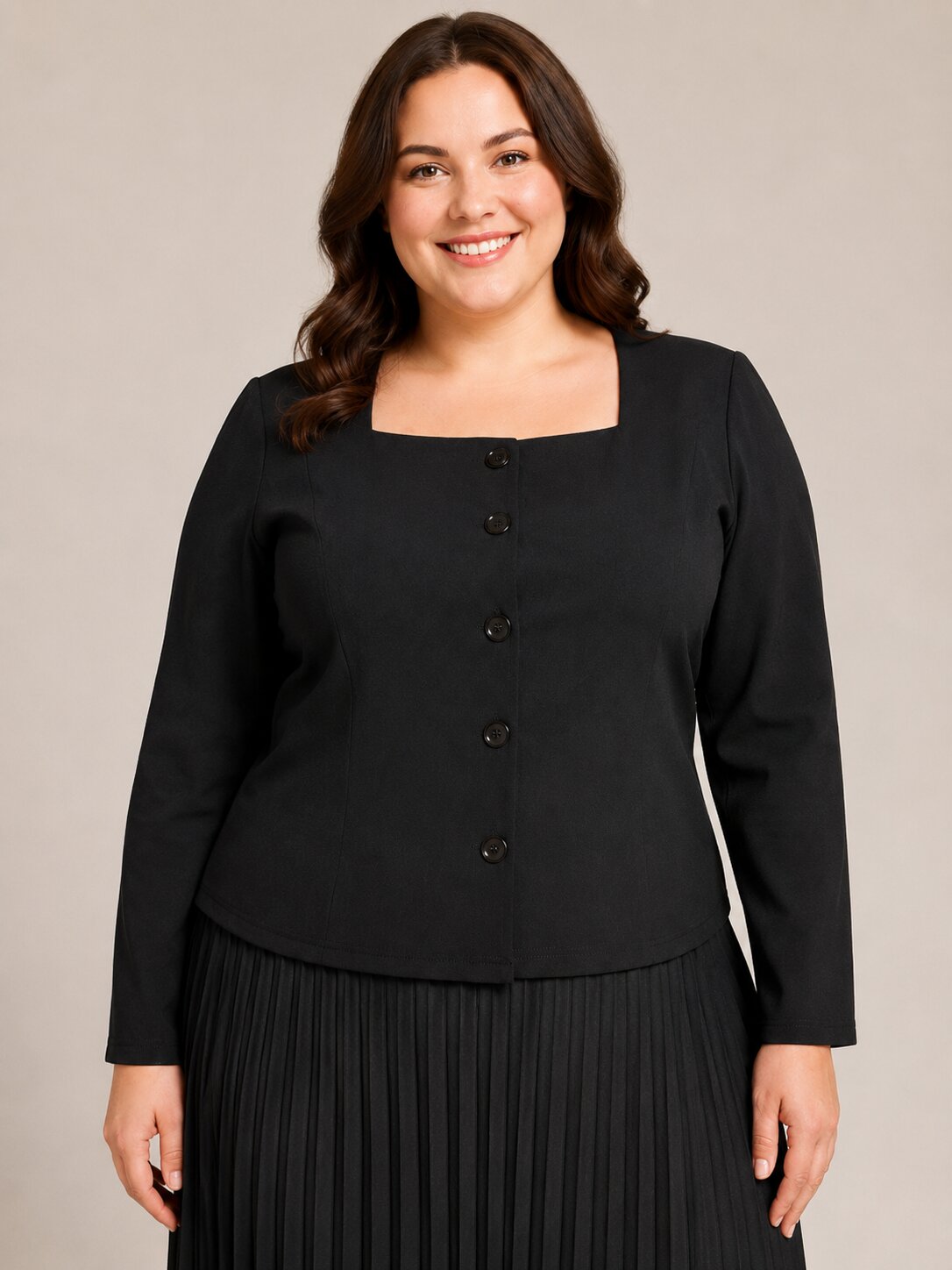 U&F Beyond Black Plus Size Pleated Grace Co-ord Set