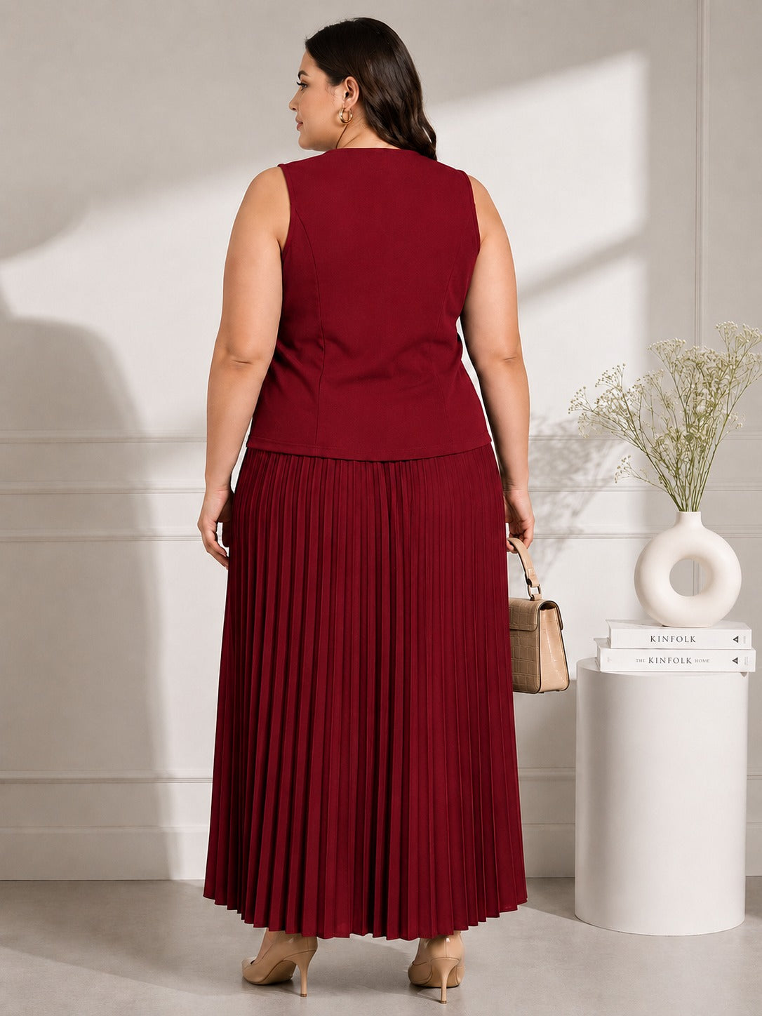 U&F Beyond Plus Size Ruby Pleated Co-Ord Set