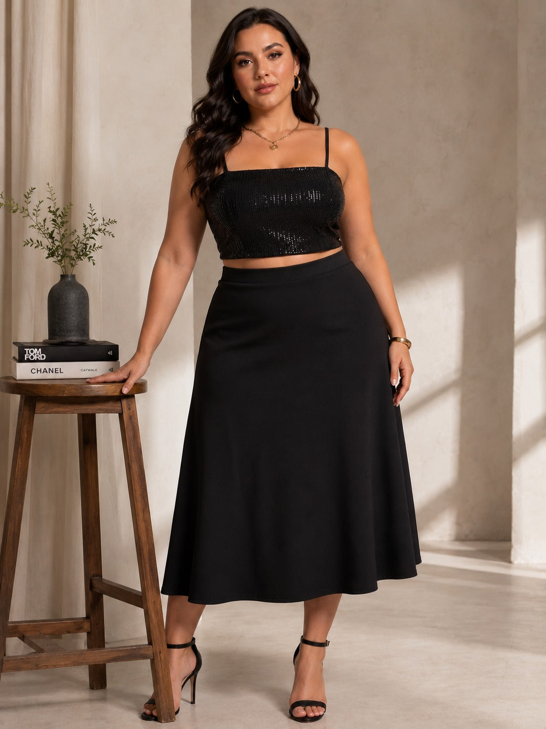 U&F Beyond Plus Size Midnight Glam Skirt Co-Ord Set