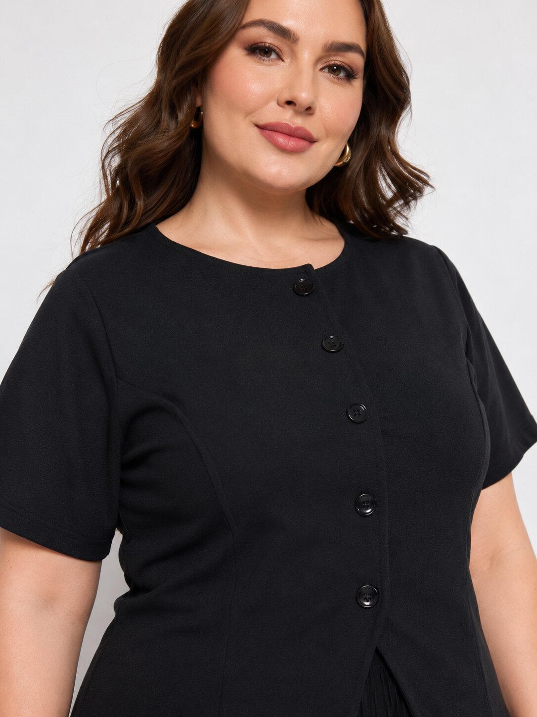 U&F Beyond Black Plus Size Pleated Grace Co-ord Set