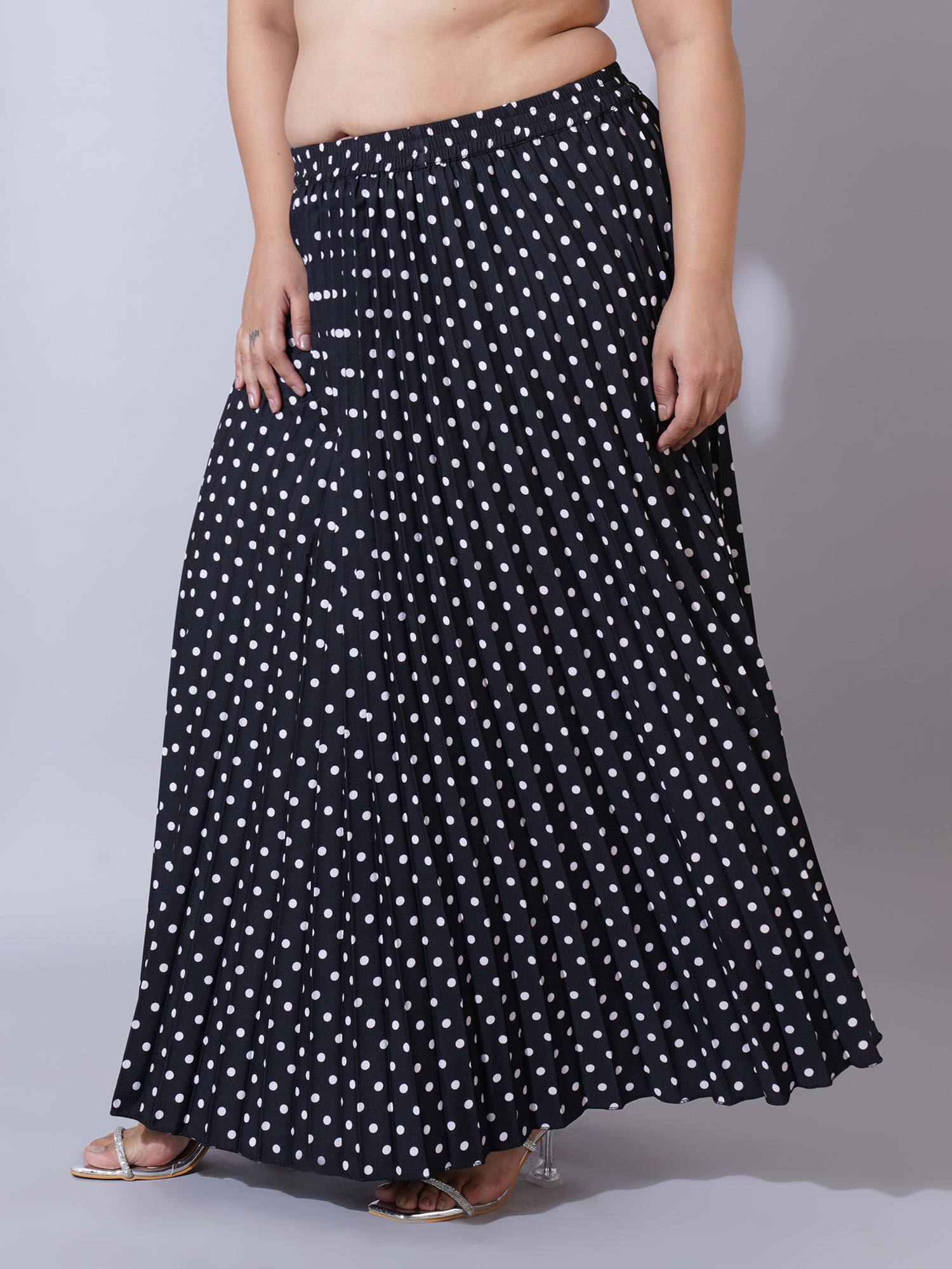 Women Plus Size Printed Flared Maxi Skirts