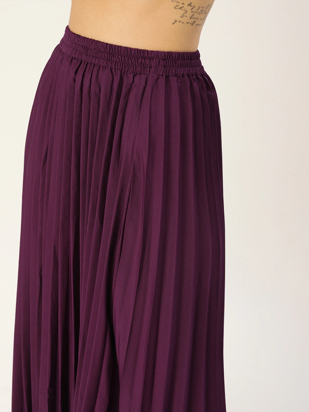 Women Purple Flared Pleated Skirt