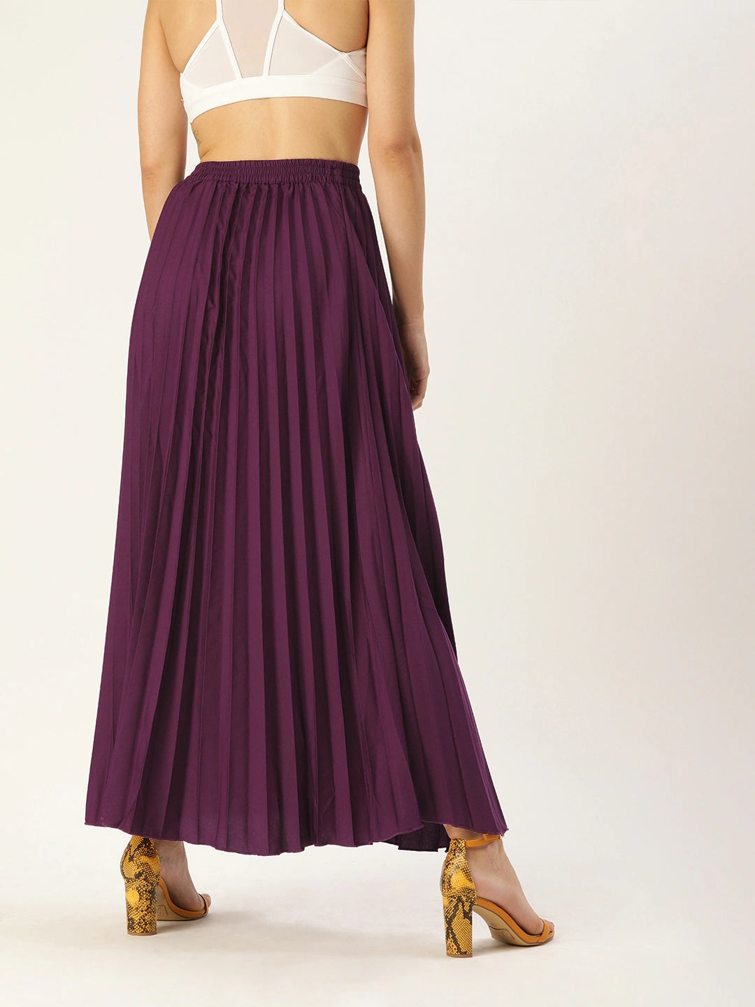 Women Purple Flared Pleated Skirt