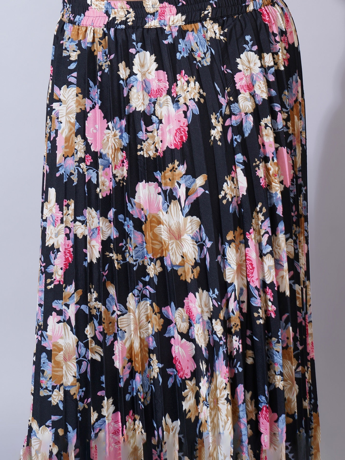 Women Plus Size Floral Printed Flared Maxi Skirt
