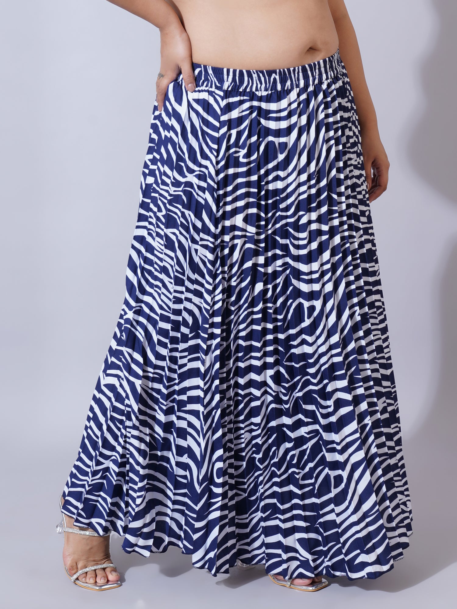 Women Plus Size Printed Flare Maxi Skirt