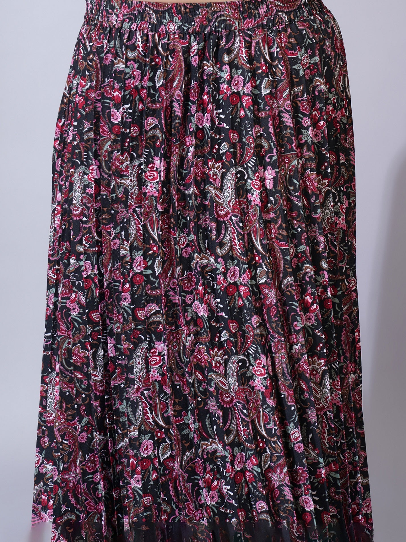 Women Plus Size Floral Printed Flared Maxi Skirts