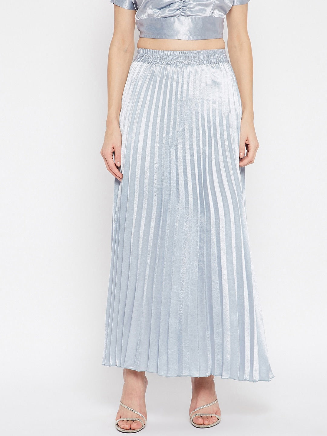 Woman Grey Accordian Pleated Skrit