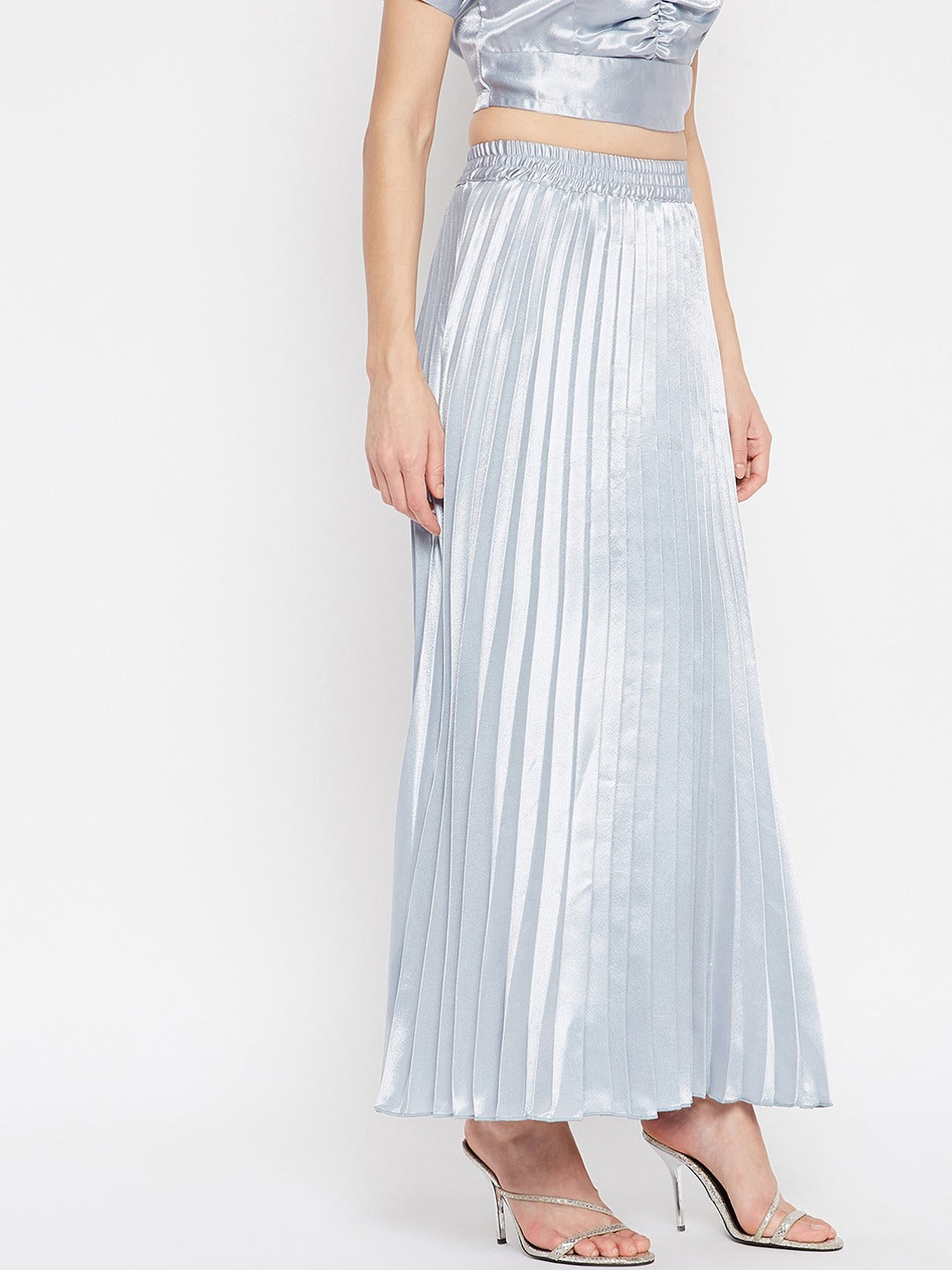 Woman Grey Accordian Pleated Skrit