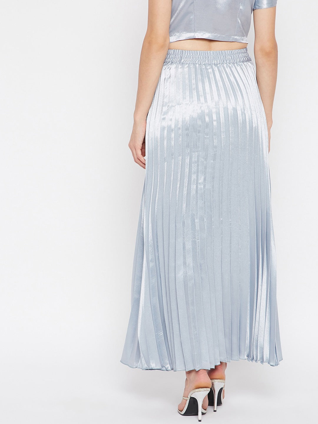 Woman Grey Accordian Pleated Skrit