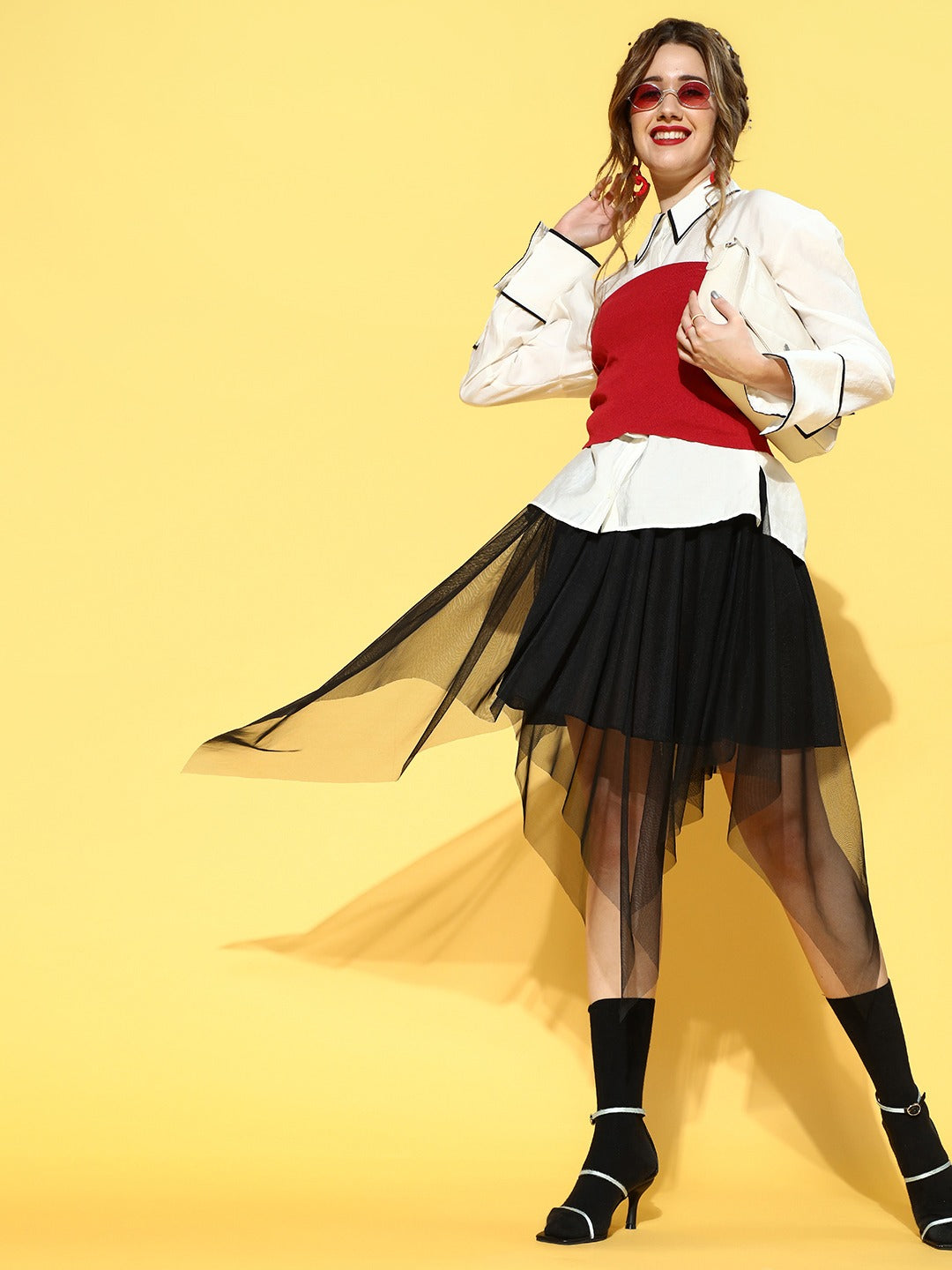 Women Stylish Black Solid Asymmetric Skirt