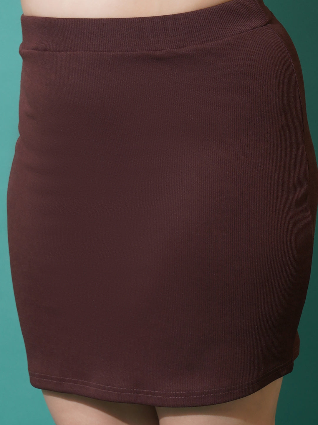Women Plus Size Brown Straight Knee Length Skirt