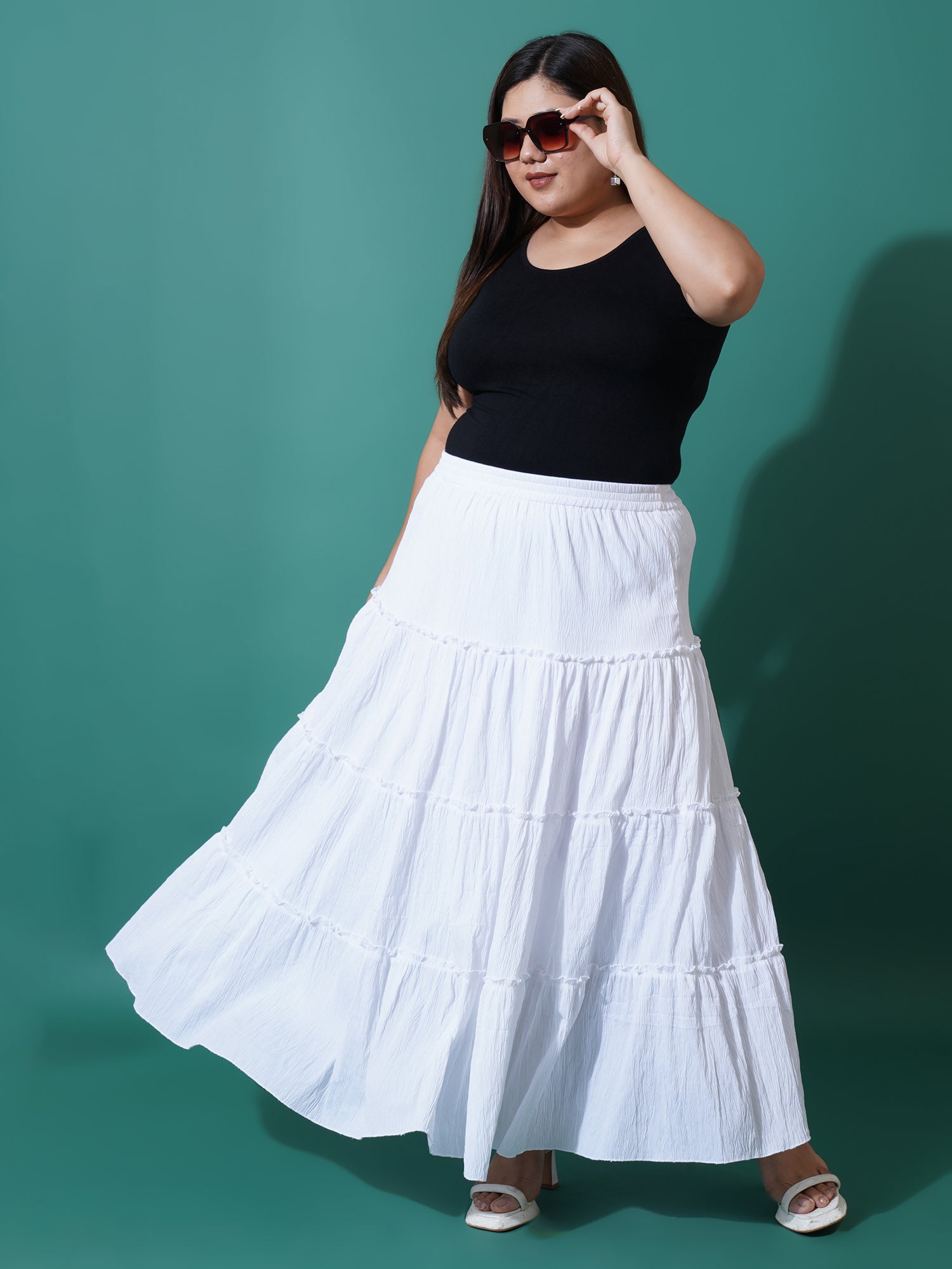 Women Plus Size Flared Maxi skirt