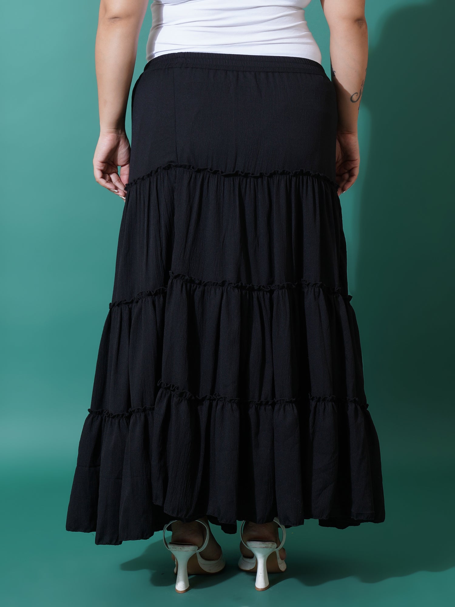 Women Plus Size Tiered Maxi Skirt