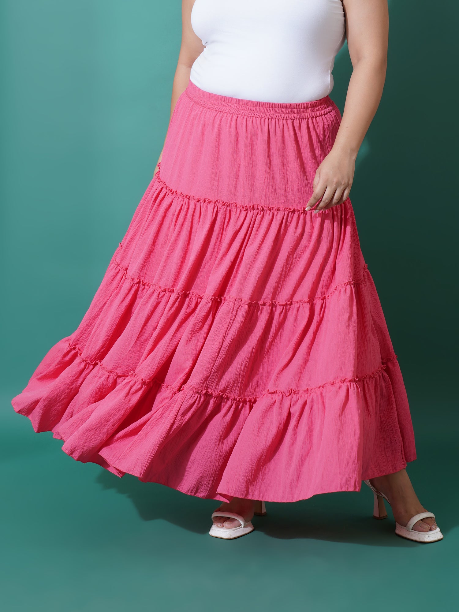 Women Plus Size Flared Maxi skirt