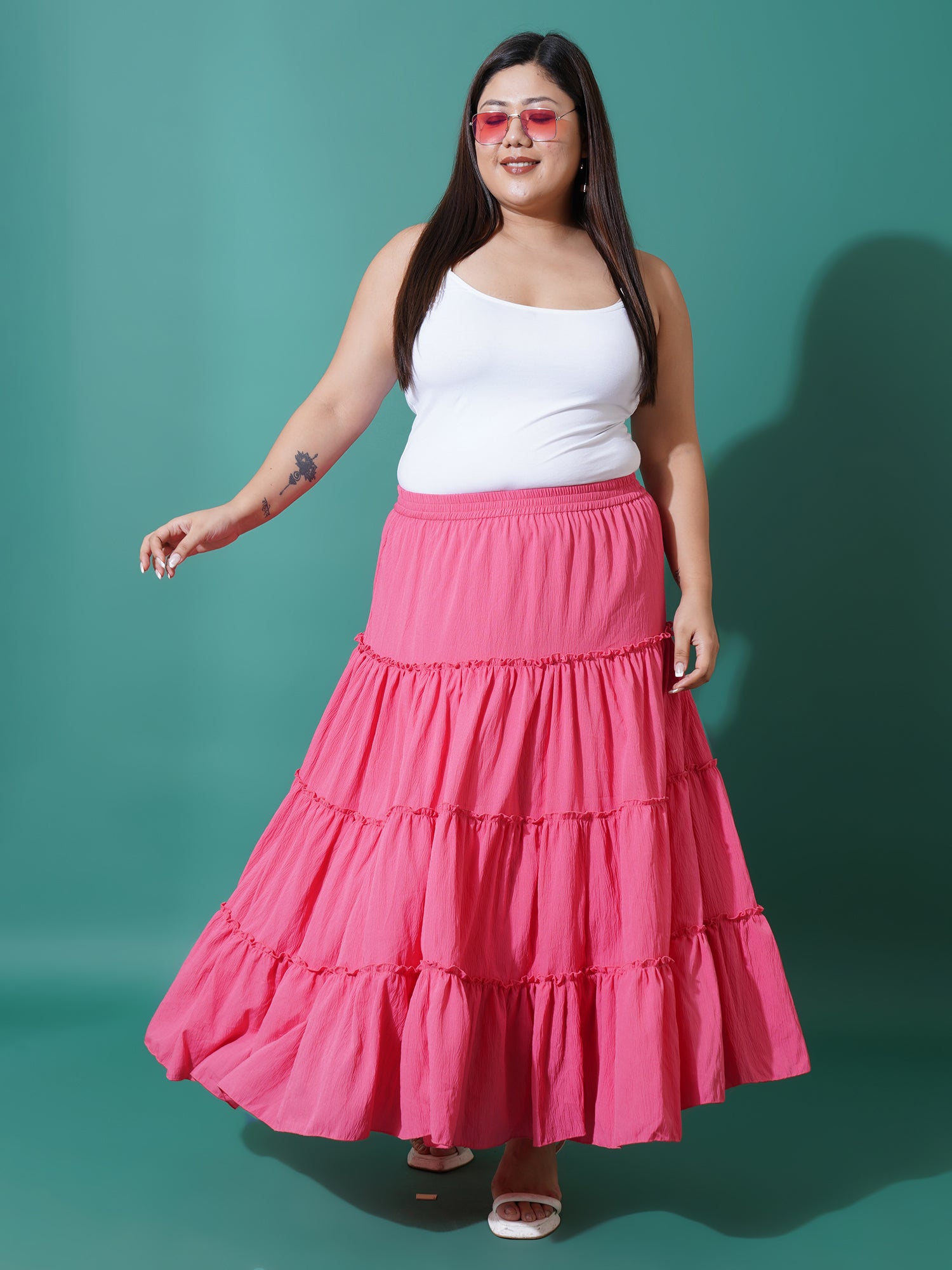 Women Plus Size Flared Maxi skirt