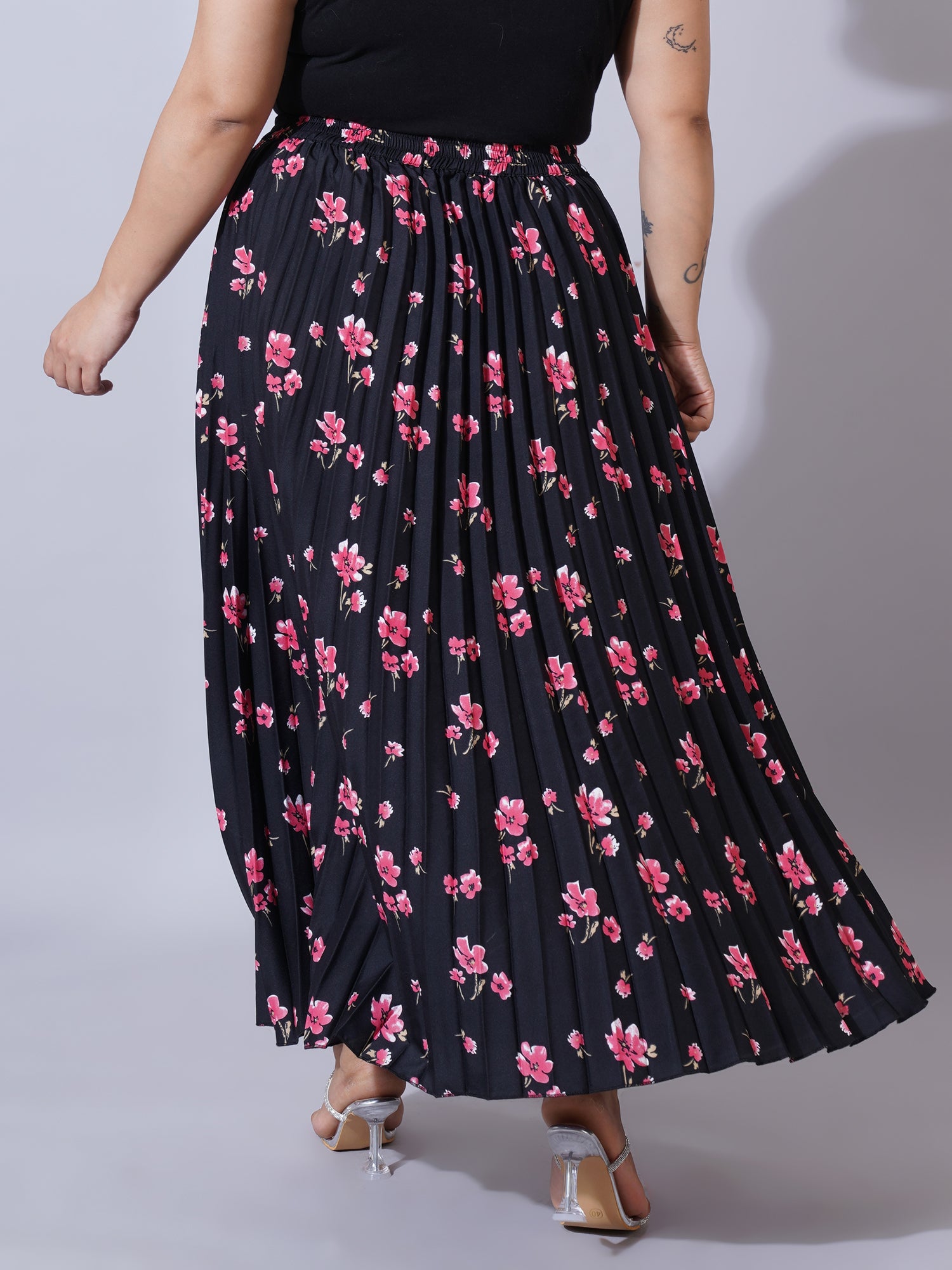 Women Plus Size Printed Flared Maxi Skirts
