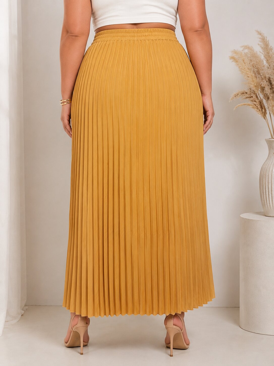U&F Beyond Mustard Elasticated Waist Maxi Skirt