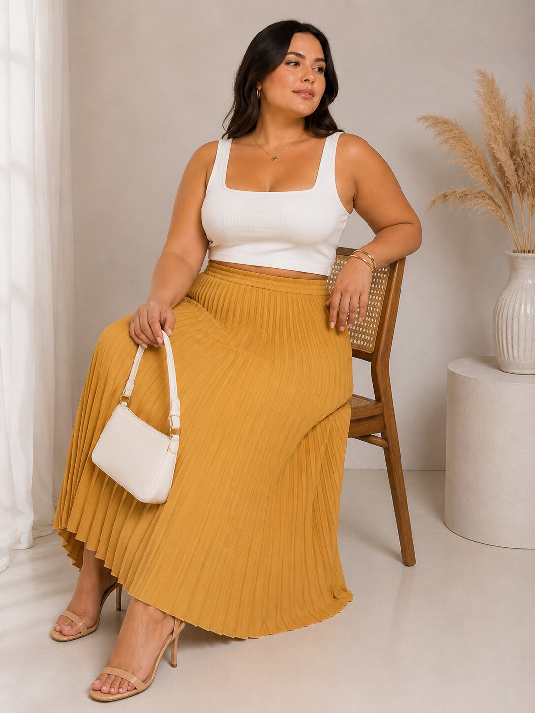 U&F Beyond Mustard Elasticated Waist Maxi Skirt