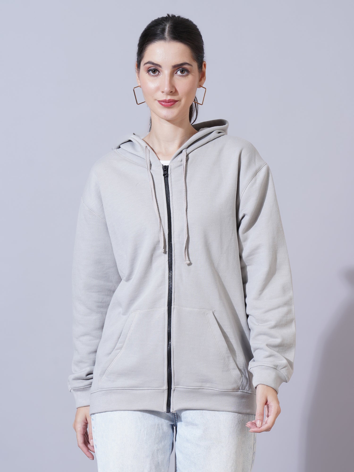 Women Grey Hooded Sweatshirt