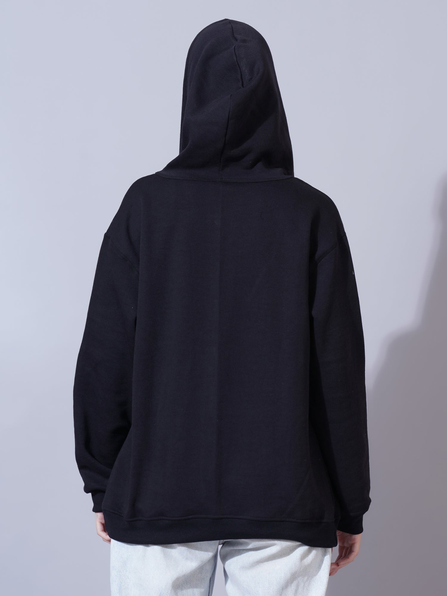 Women Black Hooded Sweatshirt