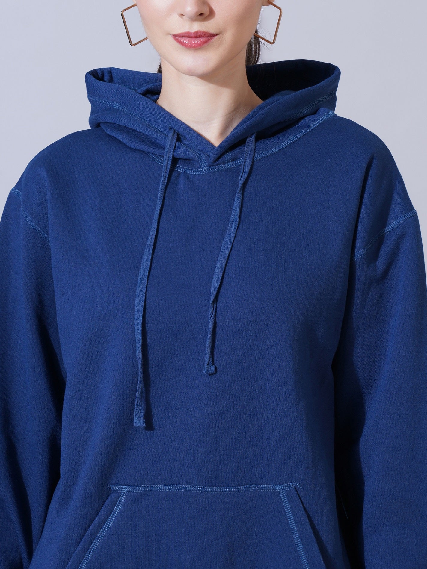Women Navy Blue Hooded Sweatshirt