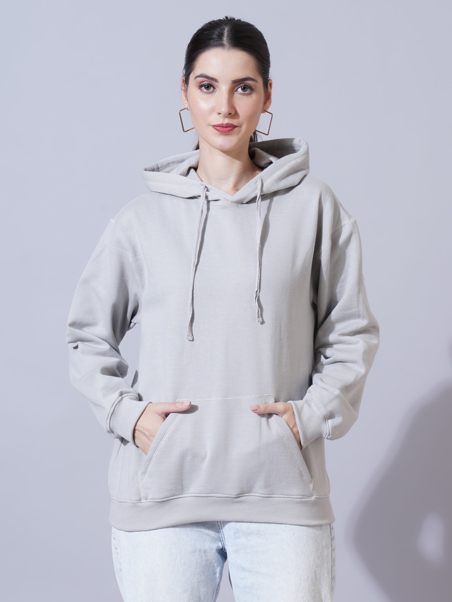 Women Grey Hooded Sweatshirt