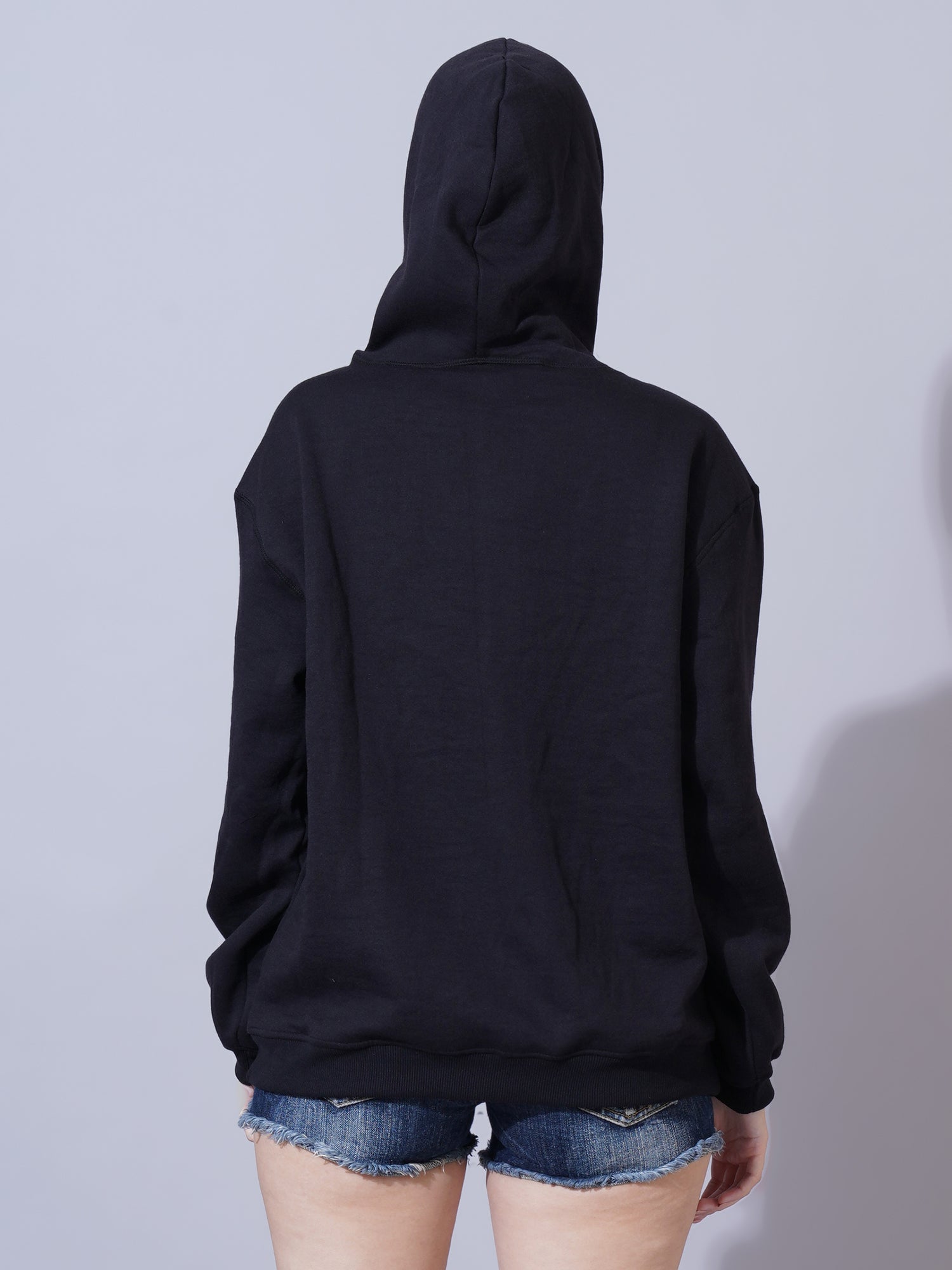 Women Black Hooded Sweatshirt