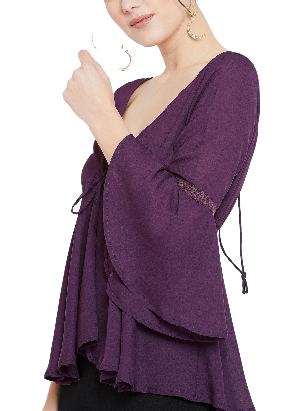 Women Purple Cinched Waist Top