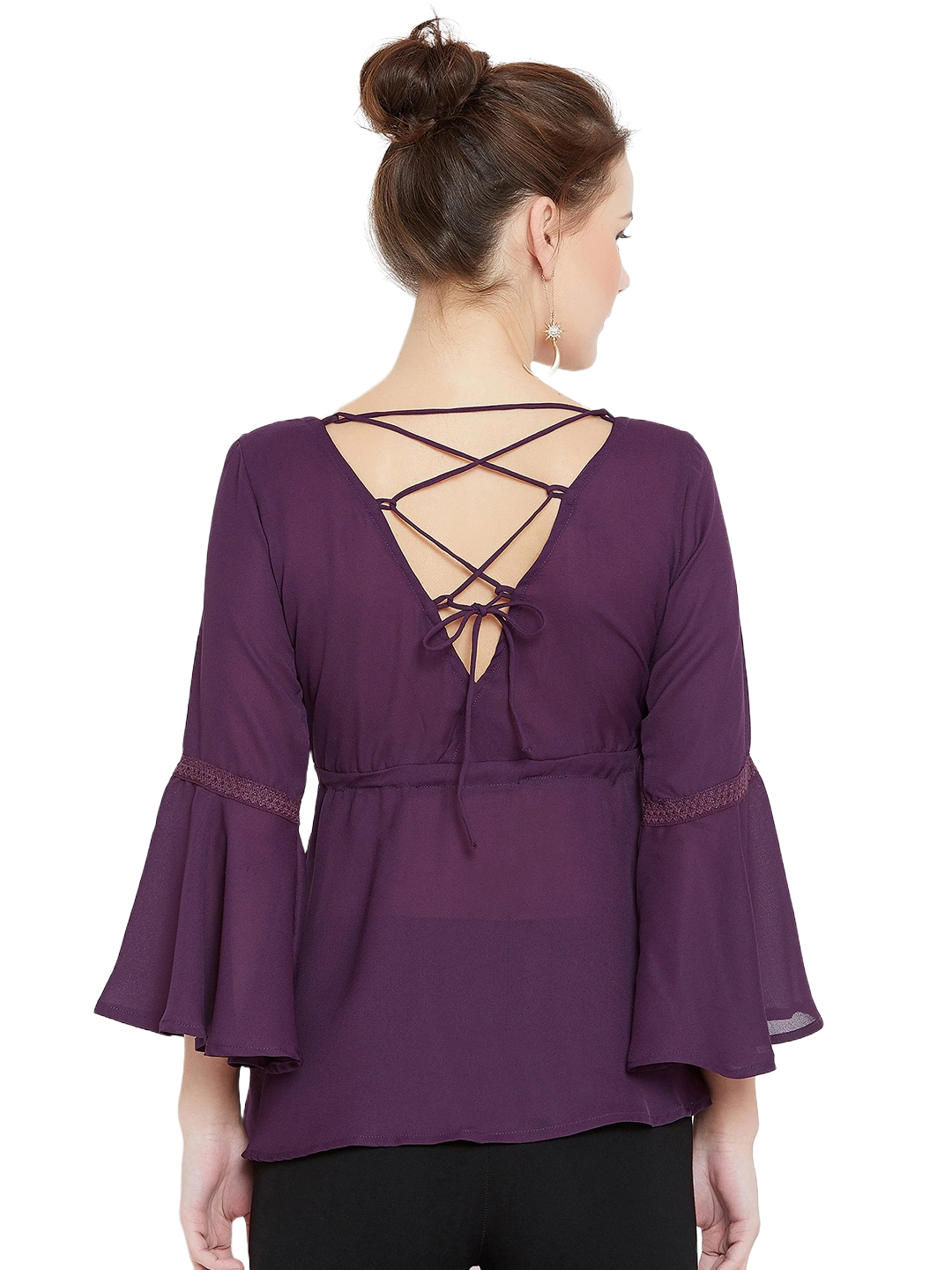 Women Purple Cinched Waist Top