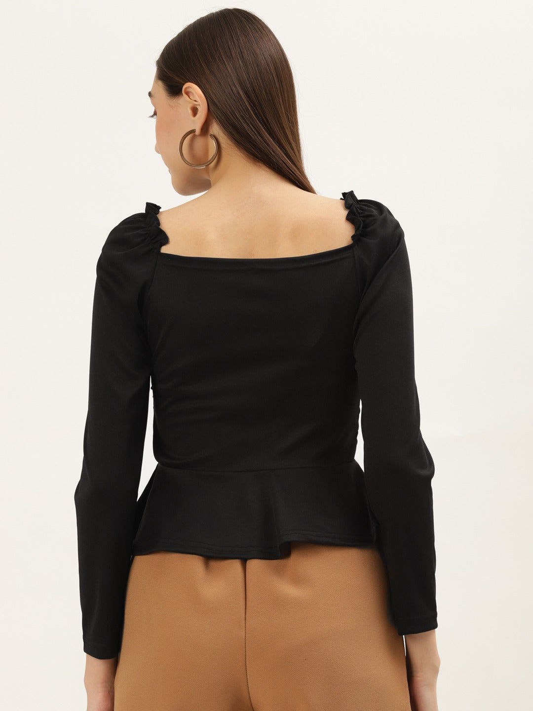 Women Black Sweetheart Neck Top