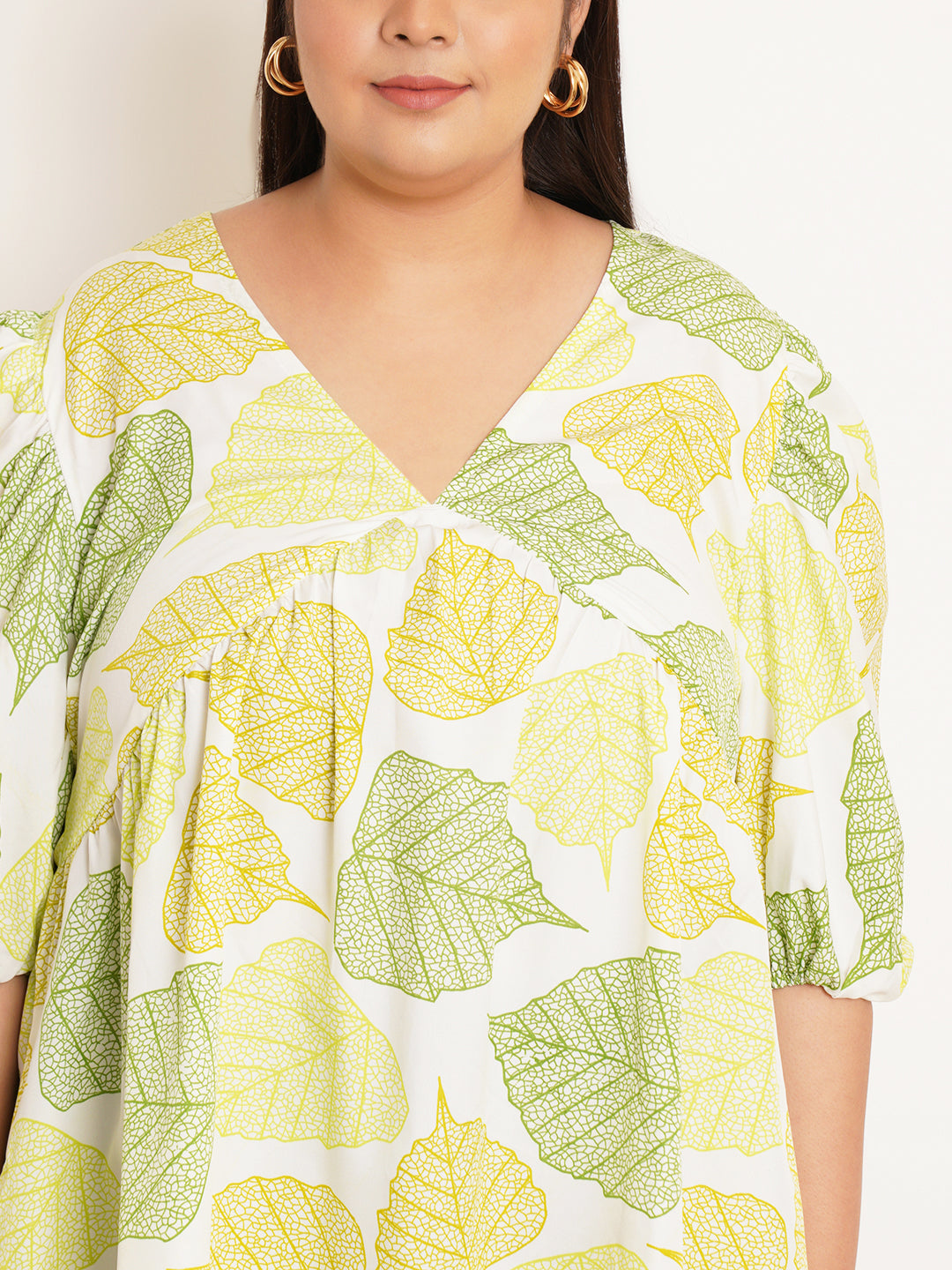 Women Plus Size Floral Printed V-Neck Top