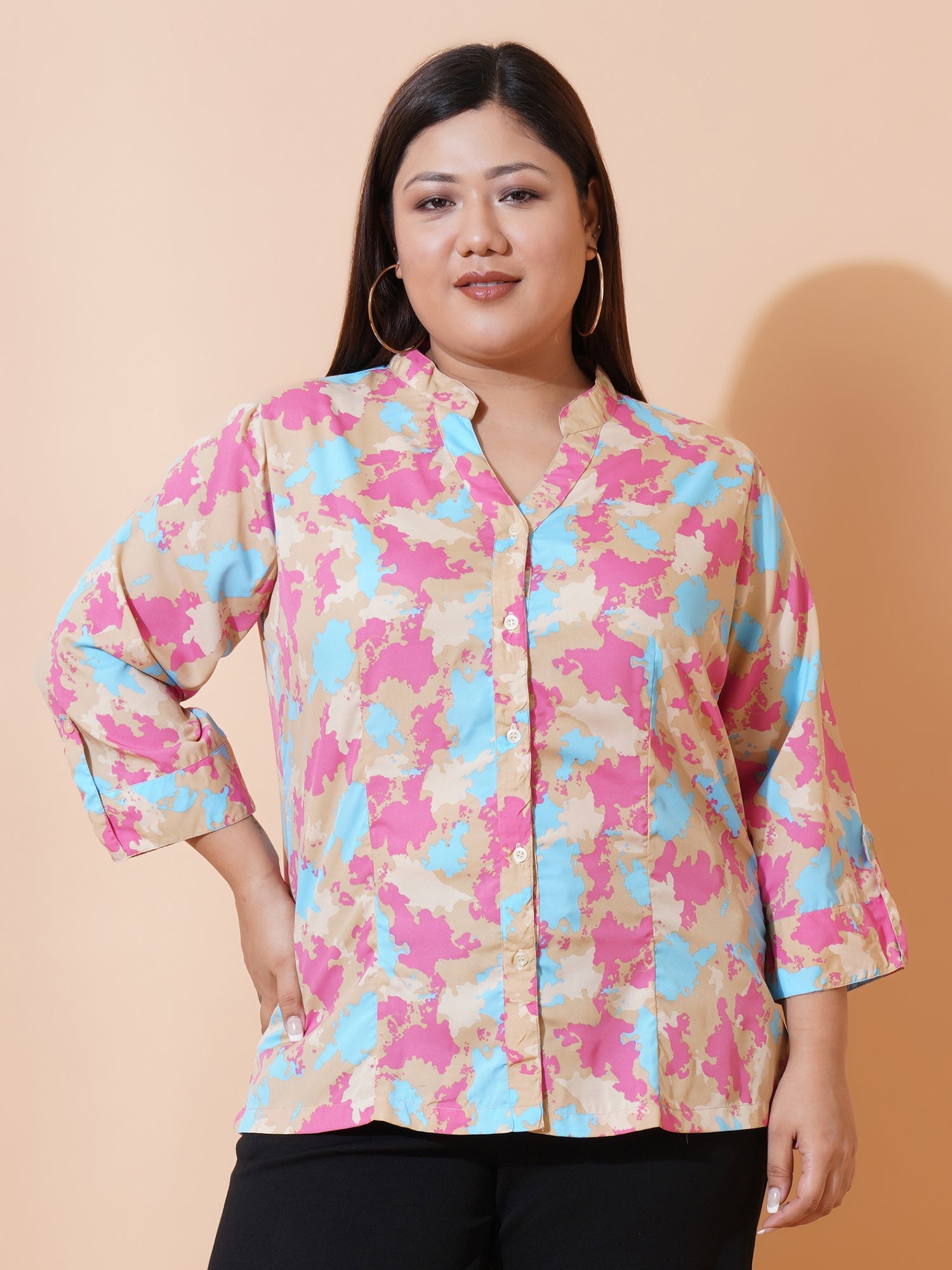 Women Plus Size Relaxed Printed Casual Shirt