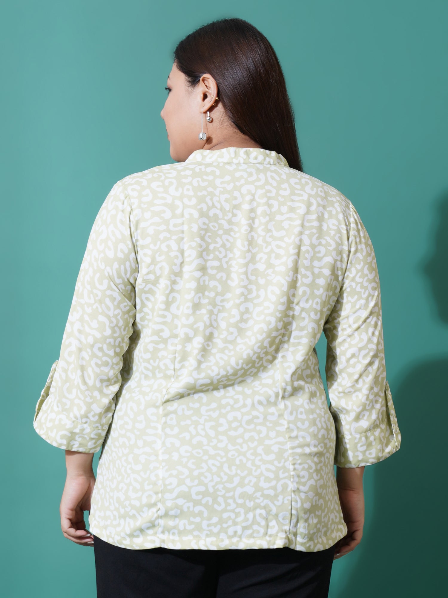 Women Plus Size Relaxed Opaque Printed Casual Shirt