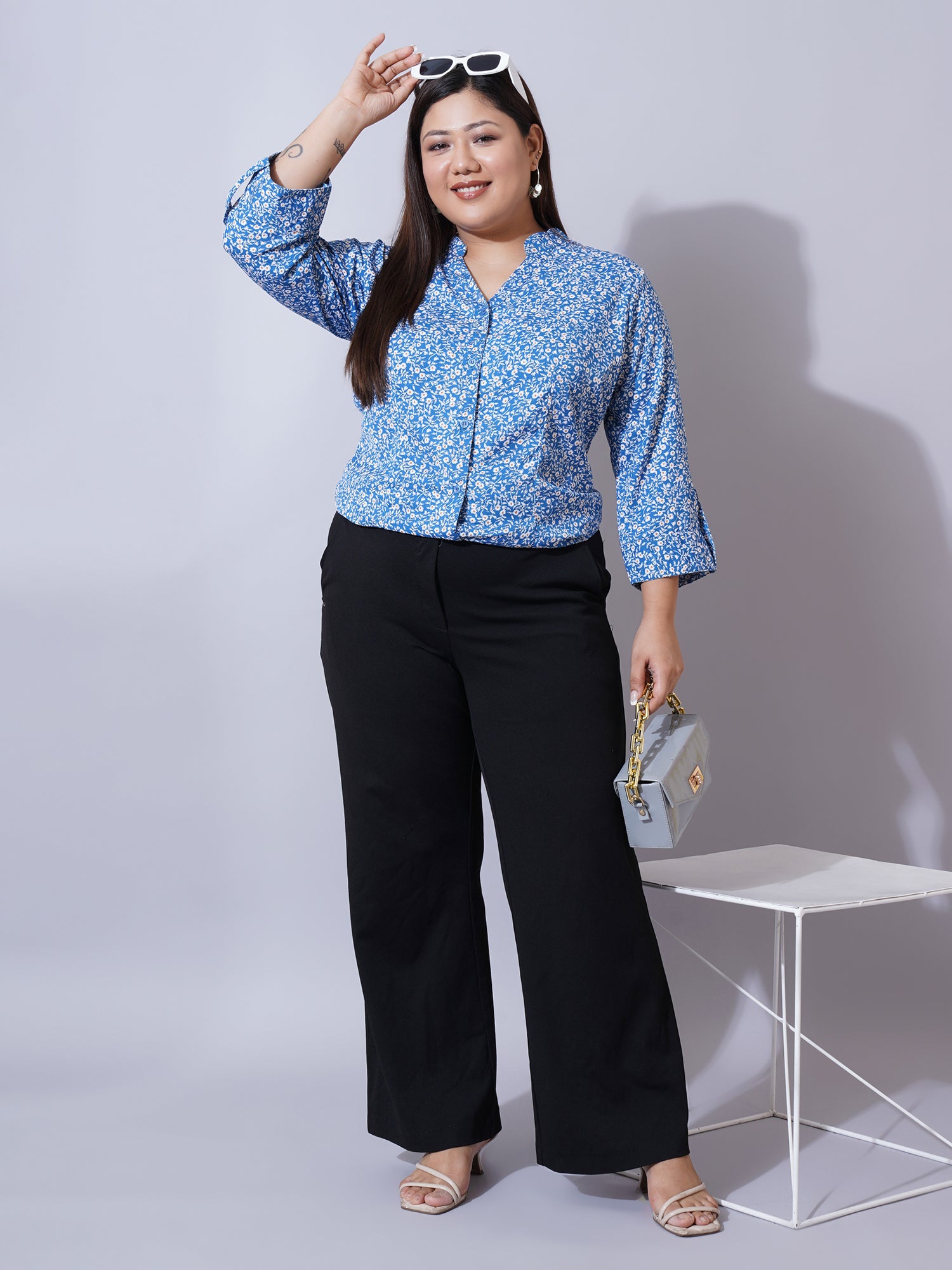 Women Plus Size Relaxed Opaque Printed Casual Shirt