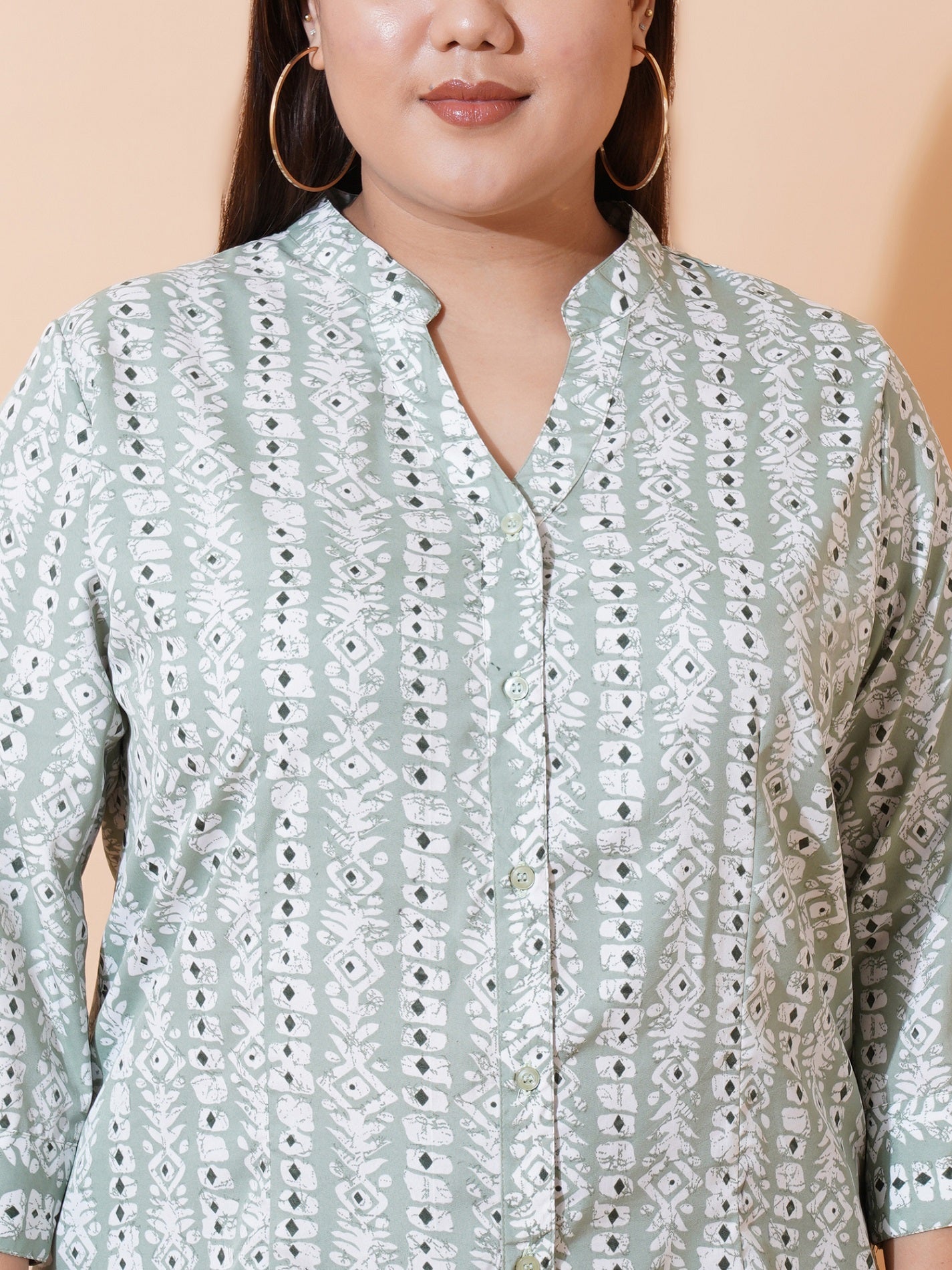 Women Plus Size Relaxed Opaque Printed Casual Shirt