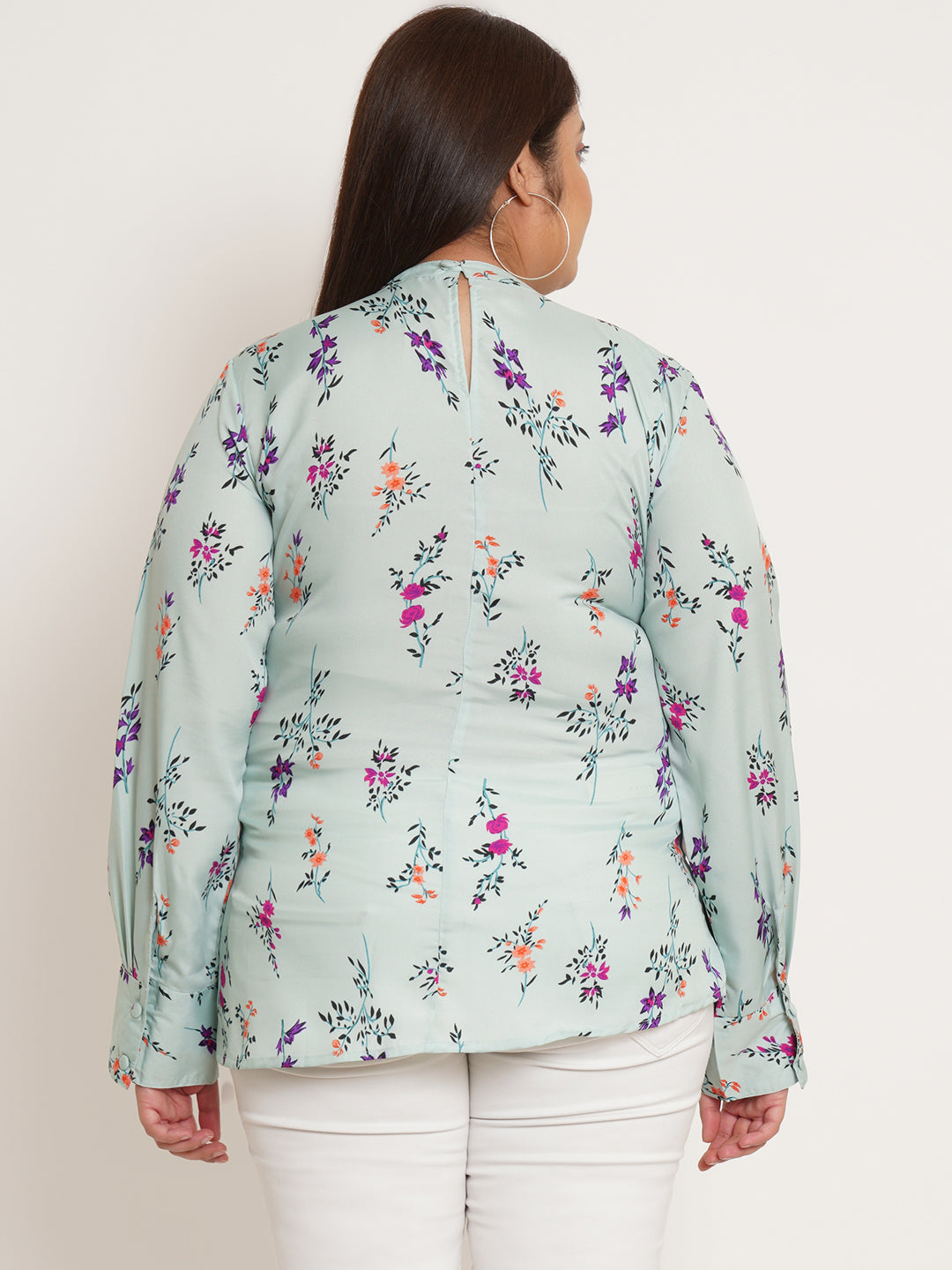 Women Plus Size Floral Printed Ruffled Top