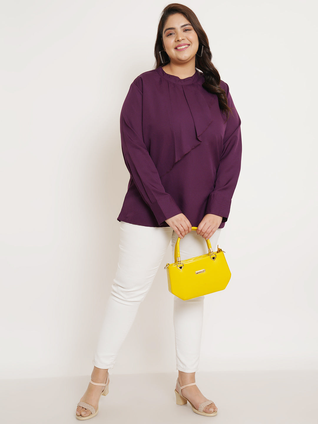 Women Plus Size Purple Ruffled Top