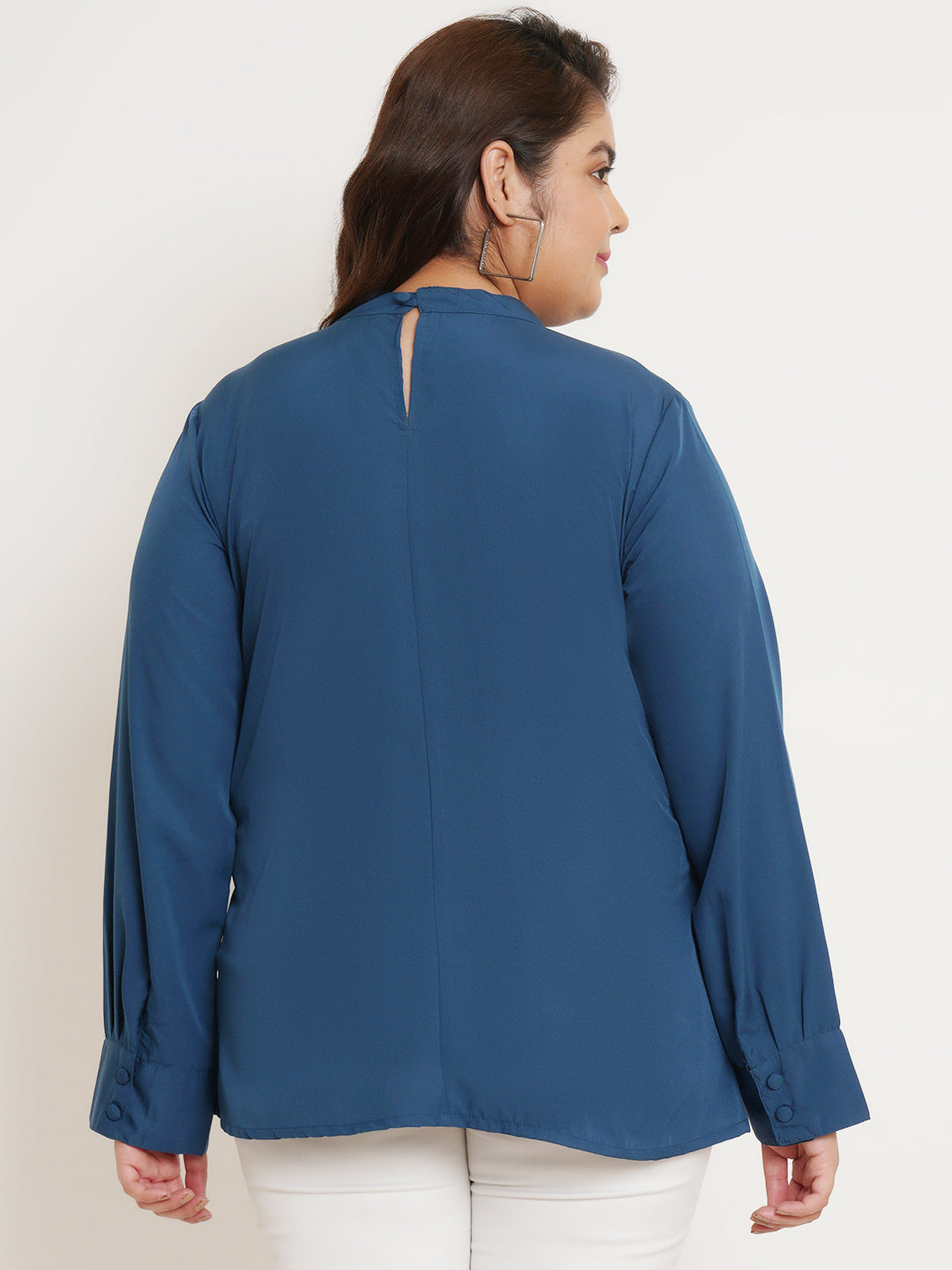 Women Plus Size Teal blue Ruffled Top