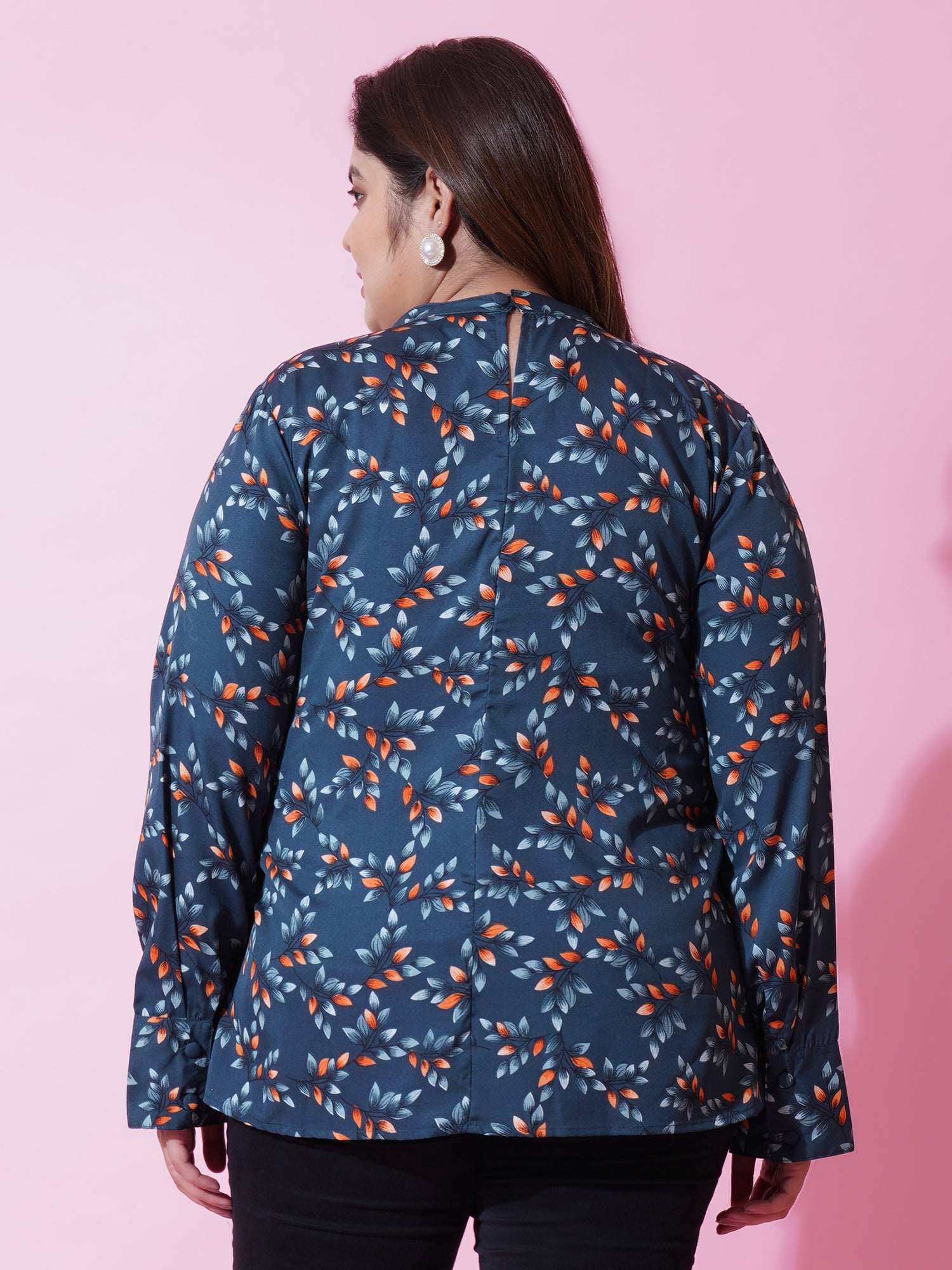 Women Plus Size Floral Printed Ruffled Top