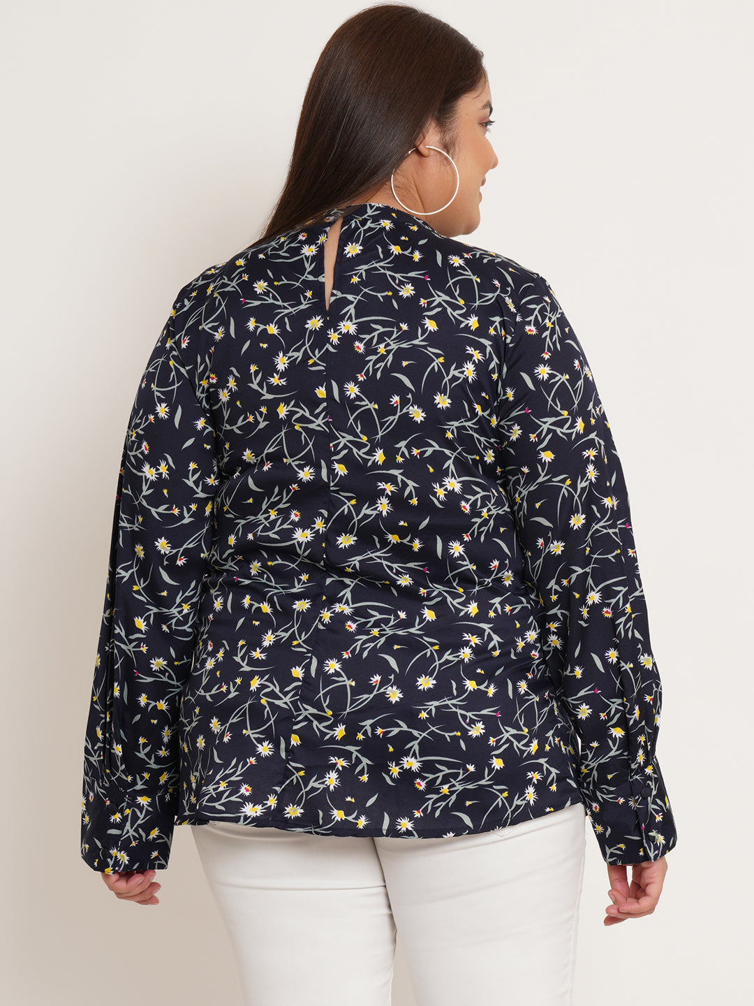 Women Plus Size Floral Printed Ruffled Top