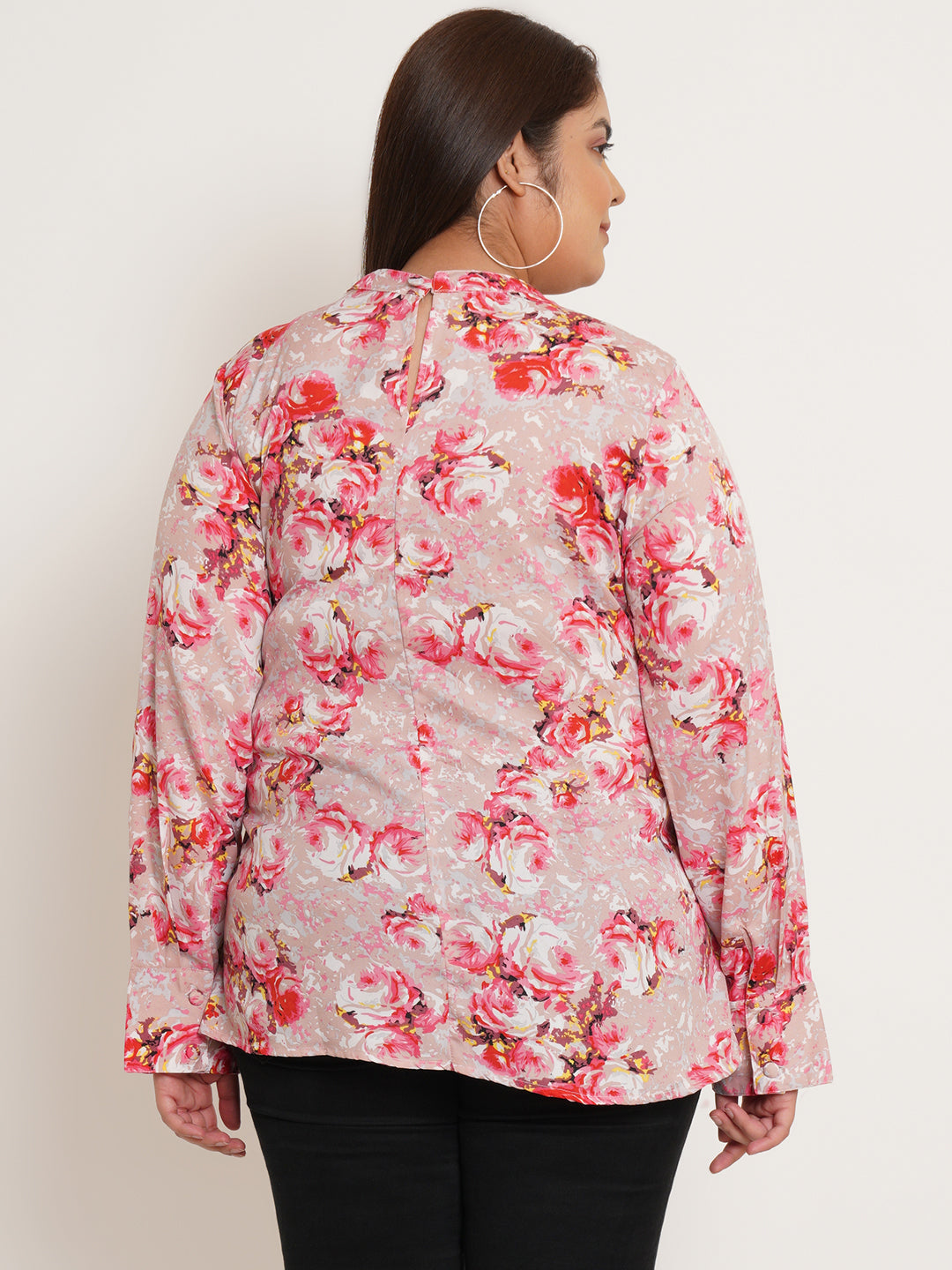 Women Plus Size Floral Printed Ruffled Top