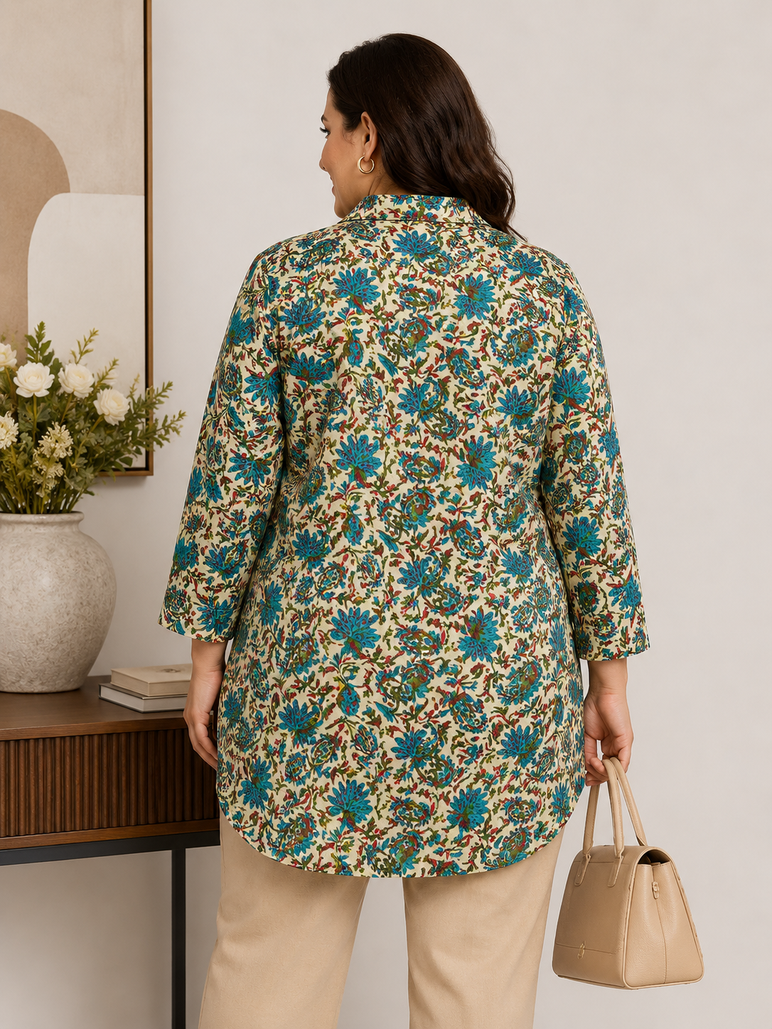 U&F Beyond Heritage Bloom Plus Size Shirt Tunic Top