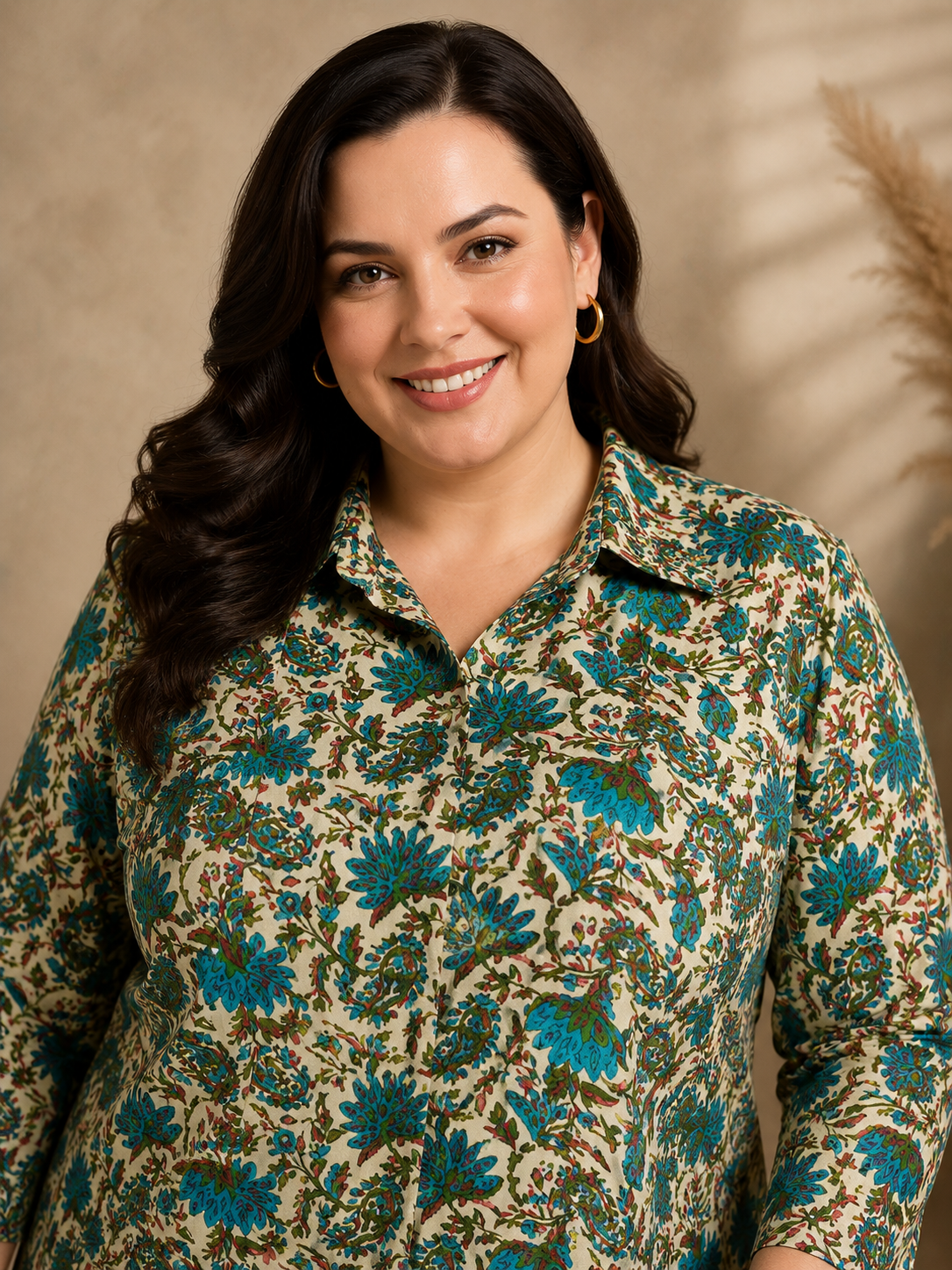 U&F Beyond Heritage Bloom Plus Size Shirt Tunic Top