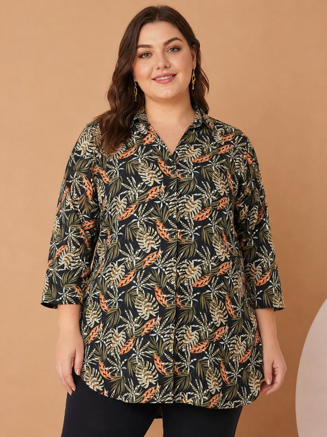U&F Beyond Black Floral Print Ruffle Hem Plus Size Midi Dress